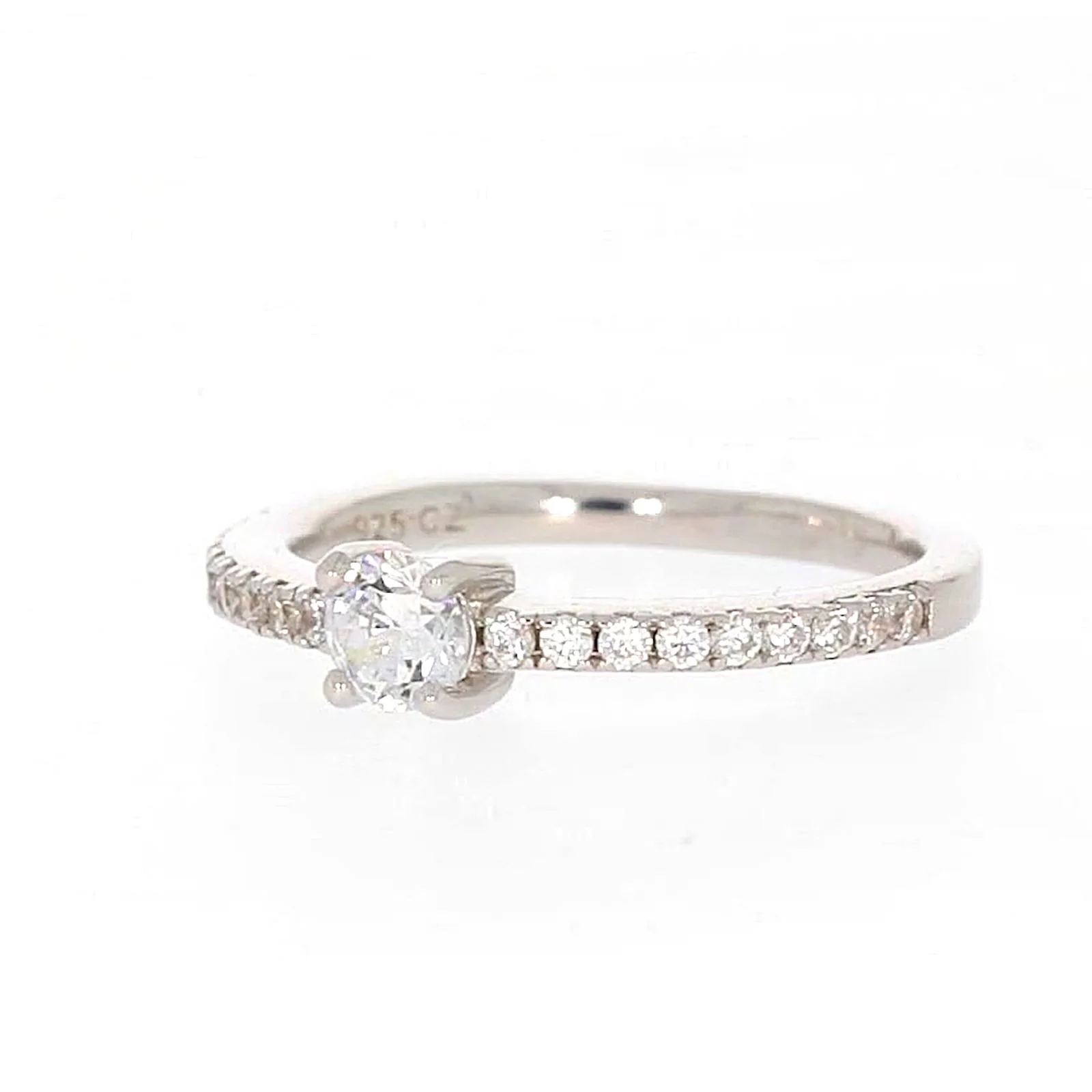 Sterling Silver Cubic Zirconia Stacker Ring - Image 7