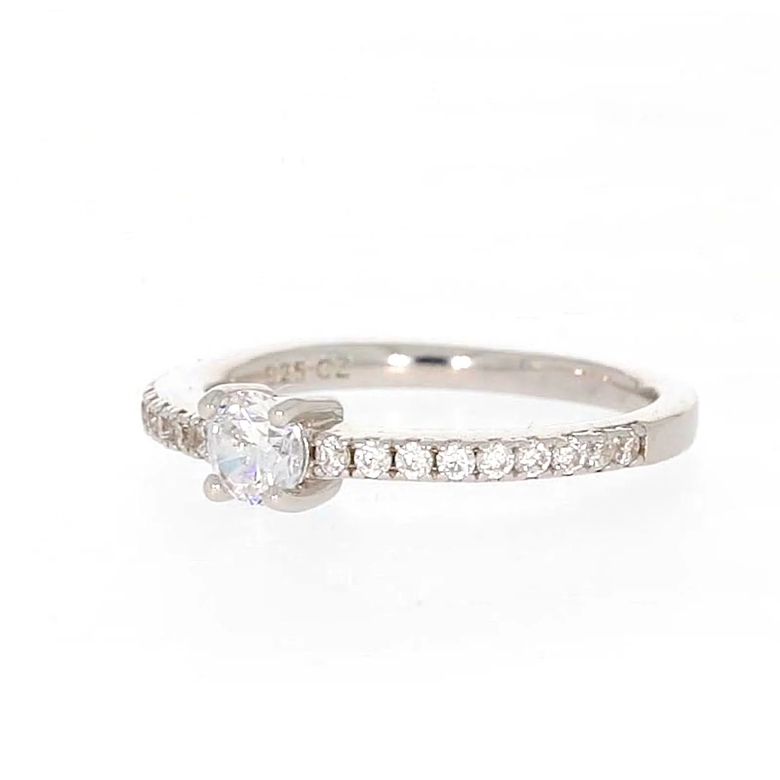 Sterling Silver Cubic Zirconia Stacker Ring - Image 8