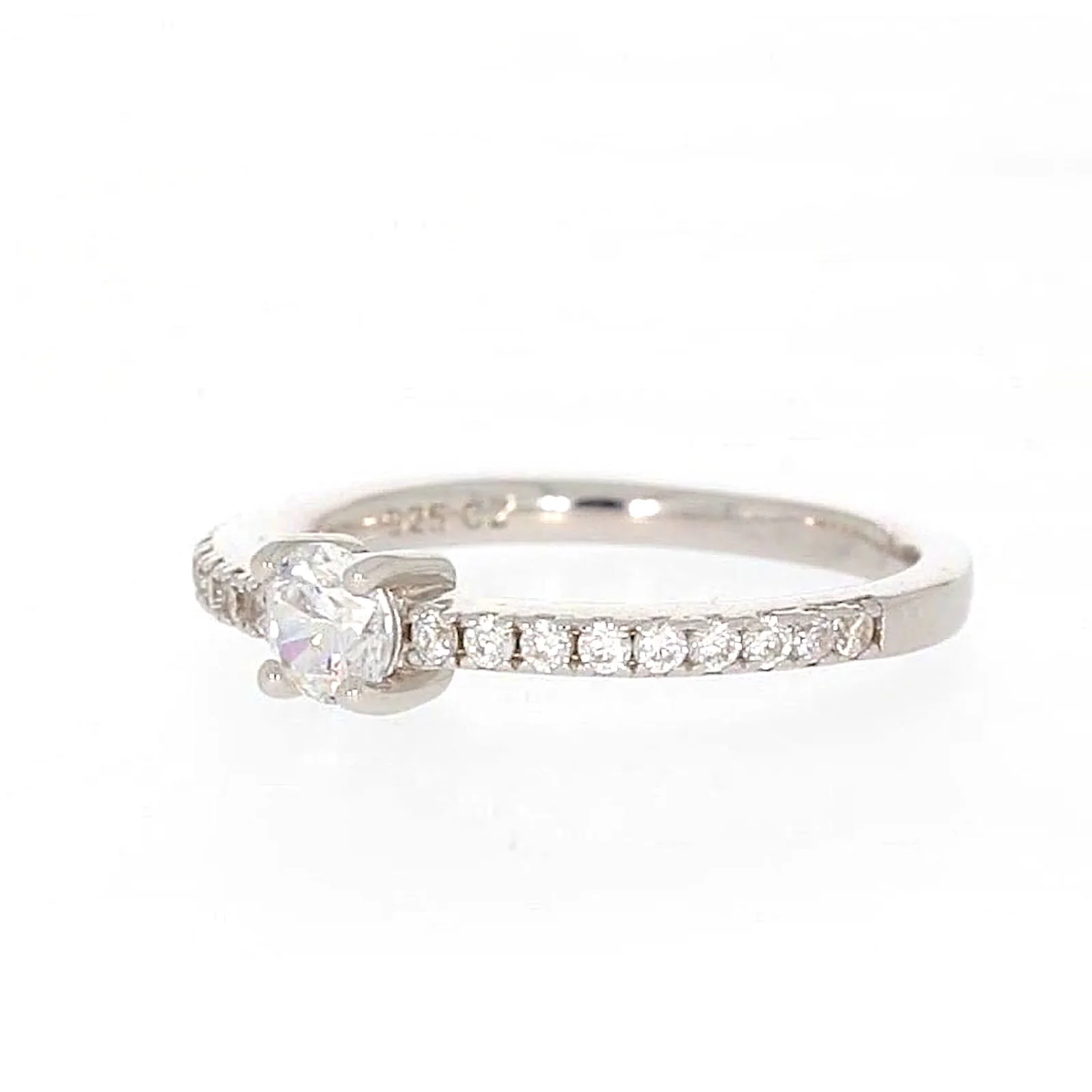 Sterling Silver Cubic Zirconia Stacker Ring - Image 9