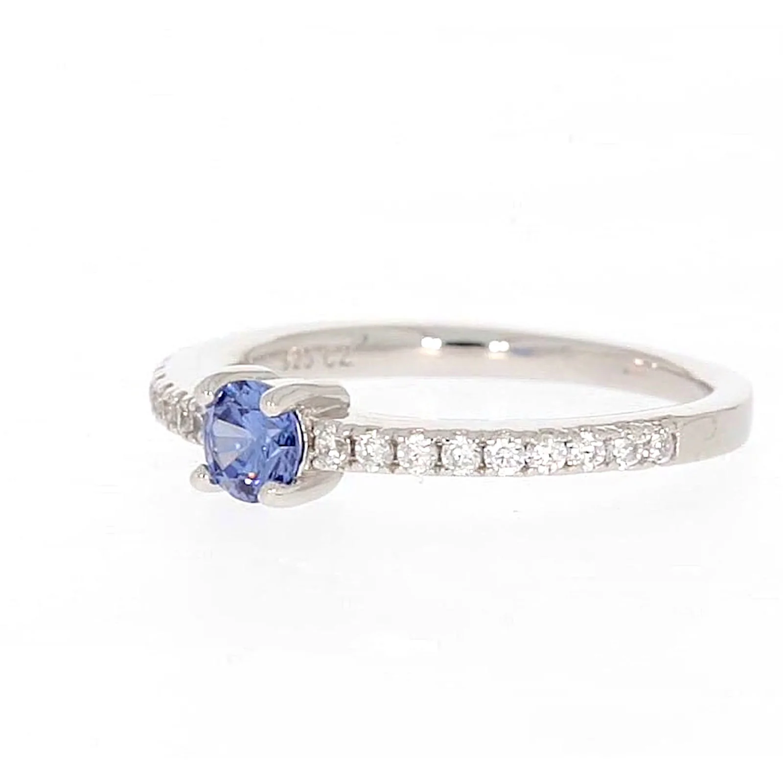 Sterling Silver with Blue Cubic Zirconia Stacker Ring - Image 10