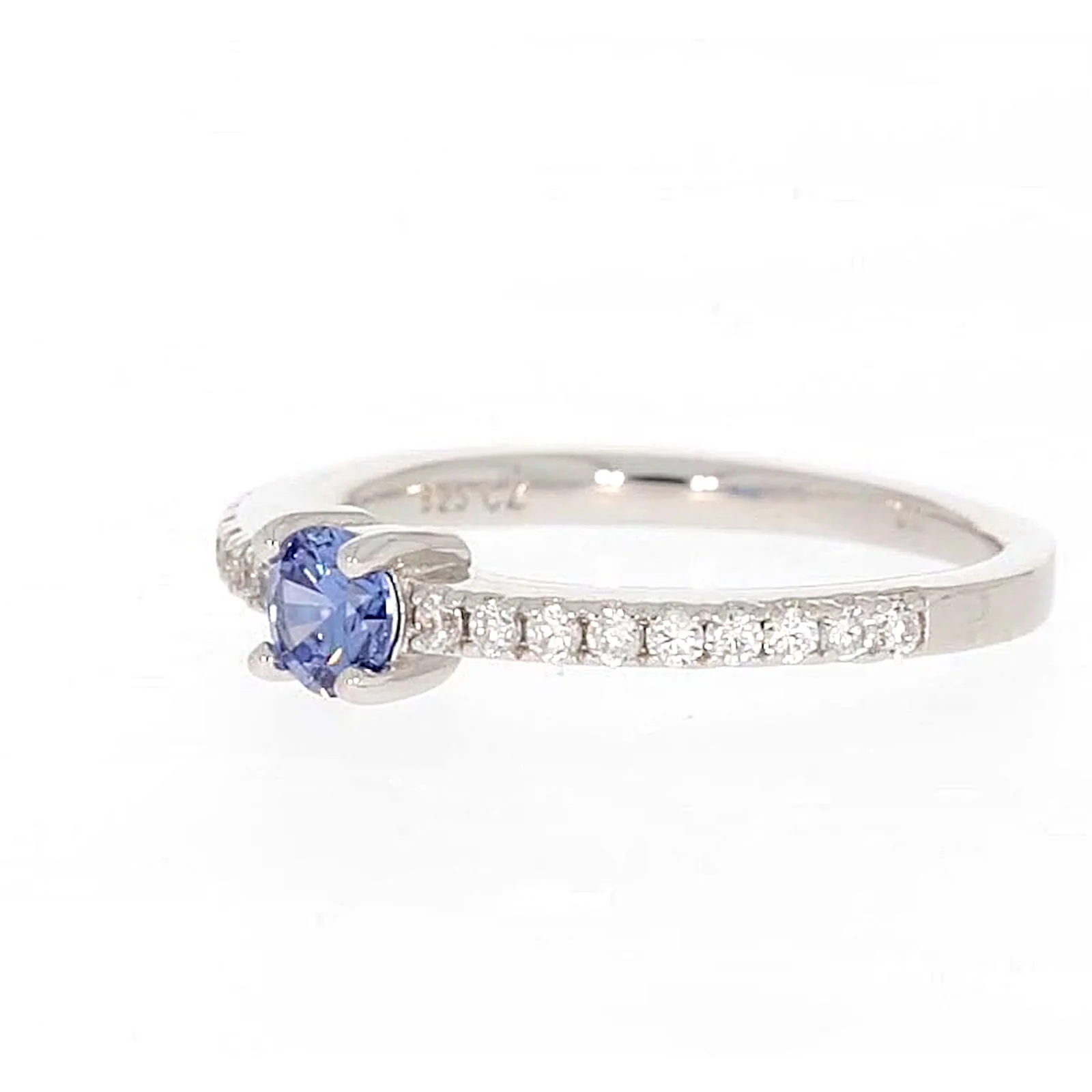 Sterling Silver with Blue Cubic Zirconia Stacker Ring - Image 11