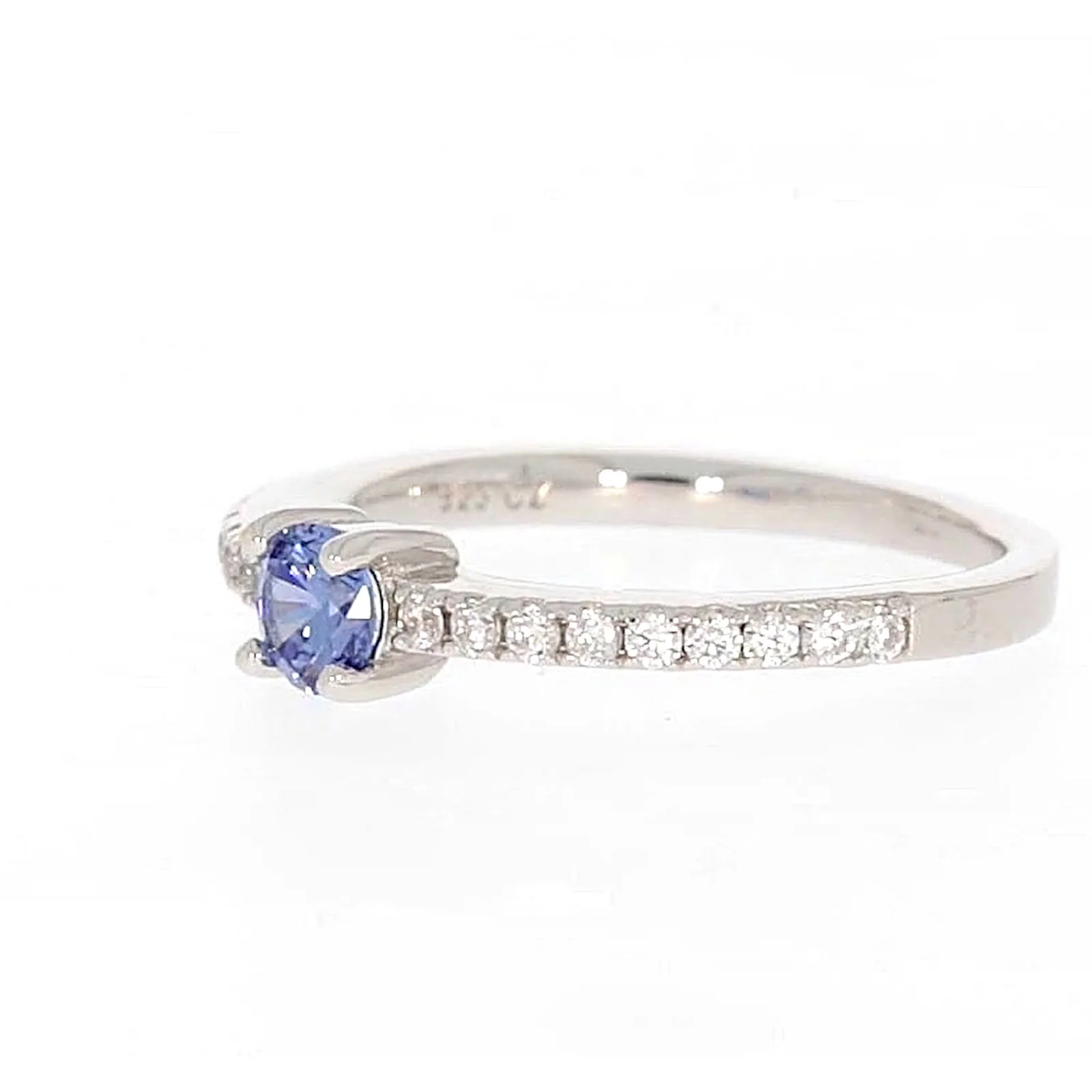 Sterling Silver with Blue Cubic Zirconia Stacker Ring - Image 12