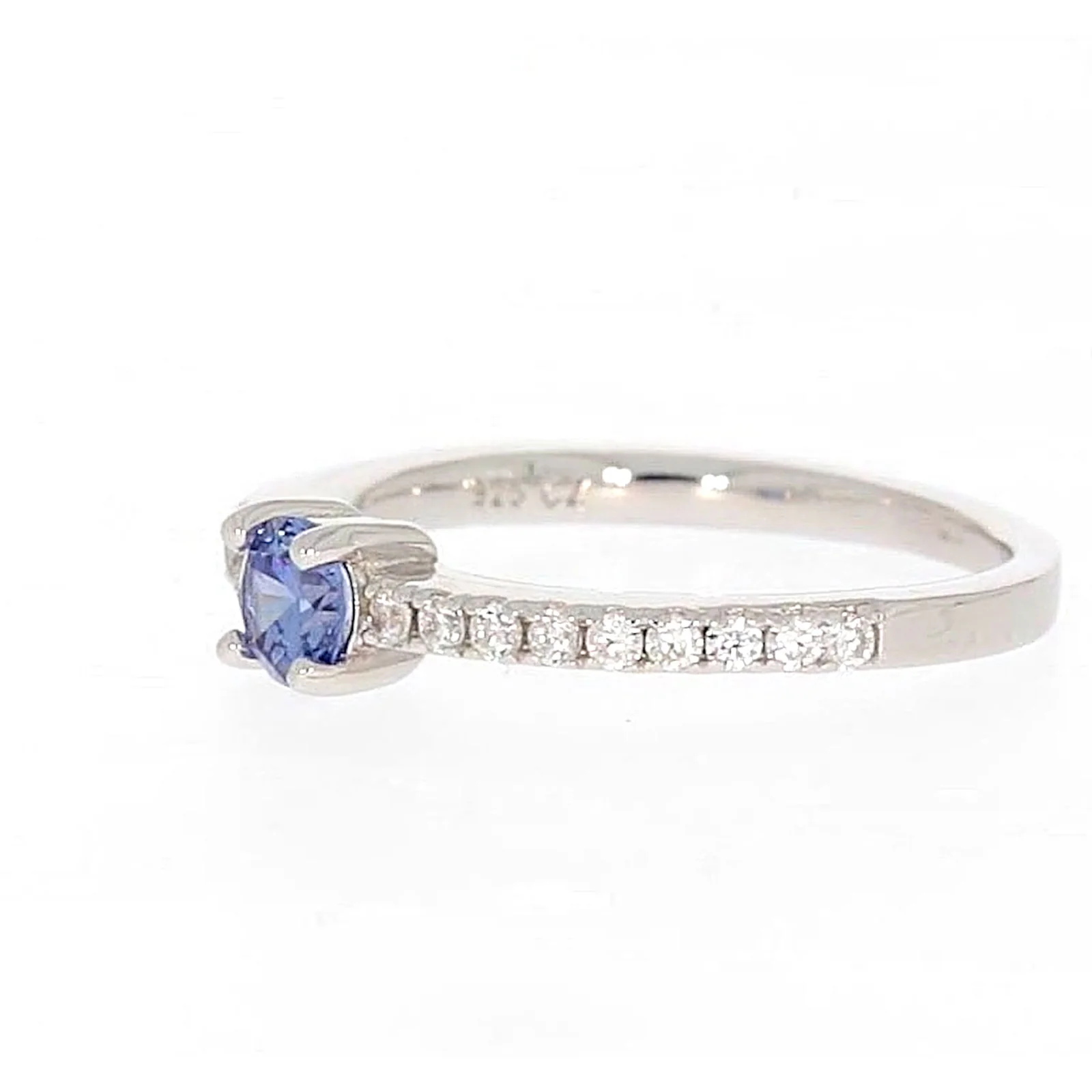 Sterling Silver with Blue Cubic Zirconia Stacker Ring - Image 13