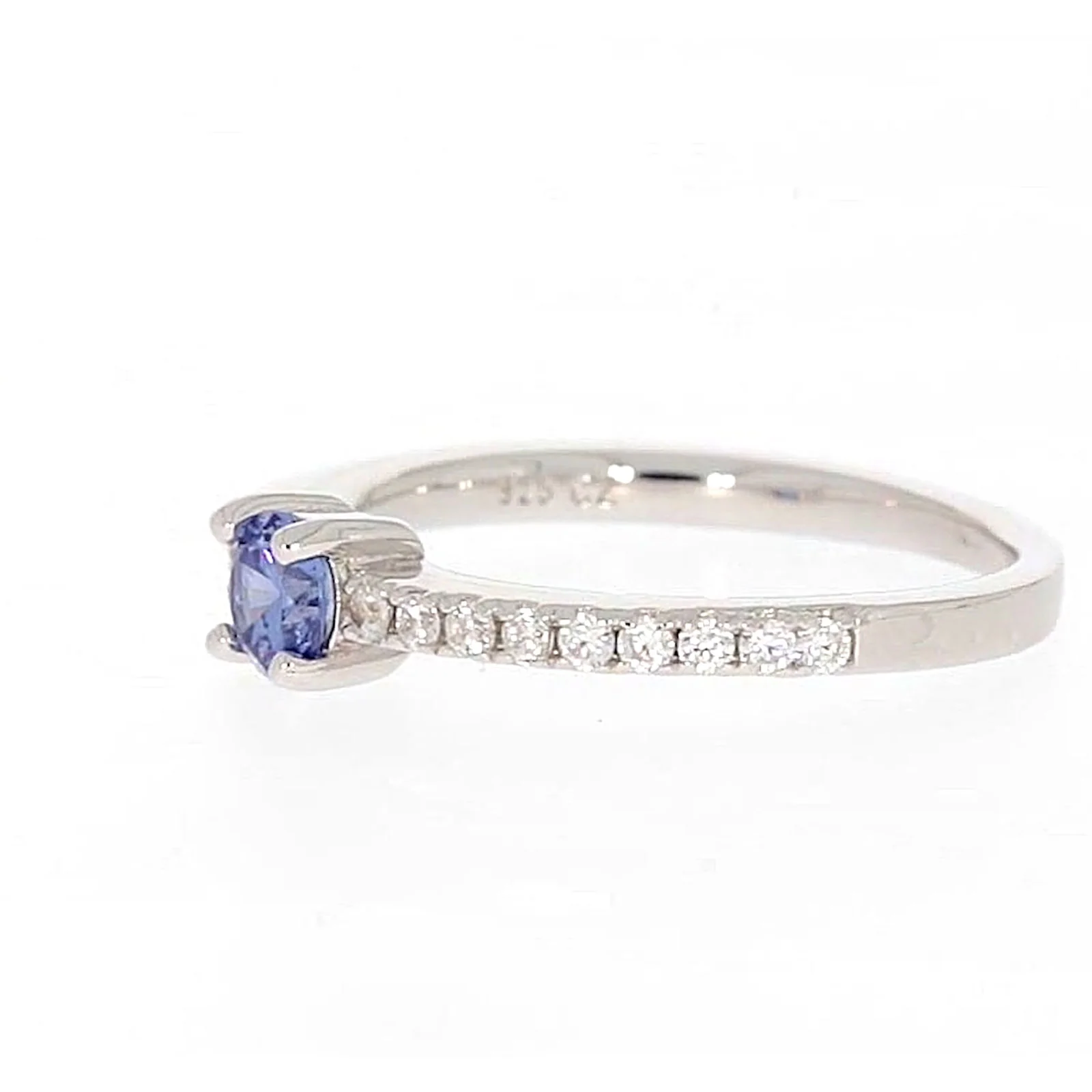 Sterling Silver with Blue Cubic Zirconia Stacker Ring - Image 14