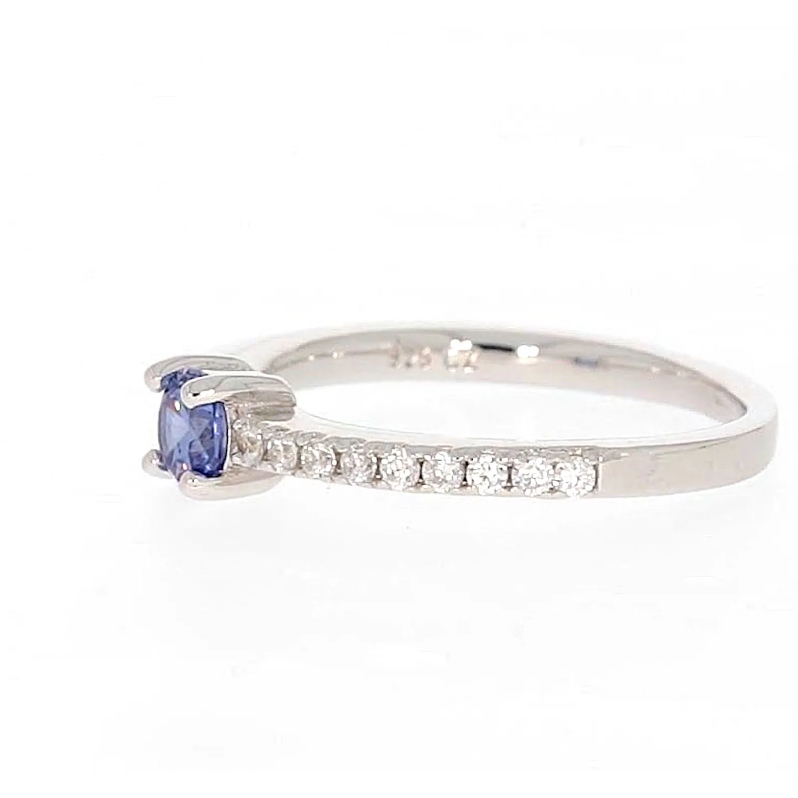 Sterling Silver with Blue Cubic Zirconia Stacker Ring - Image 15