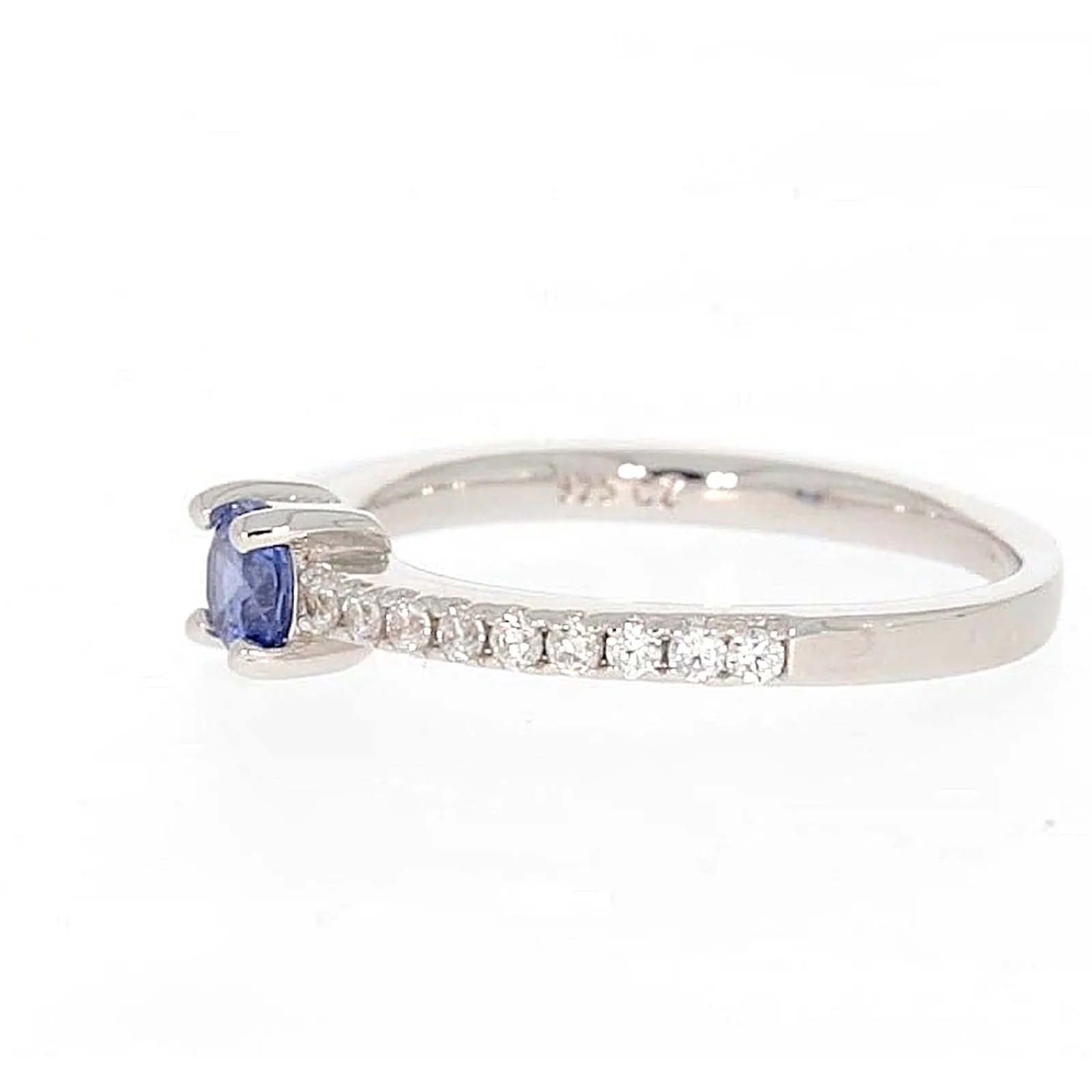 Sterling Silver with Blue Cubic Zirconia Stacker Ring - Image 16