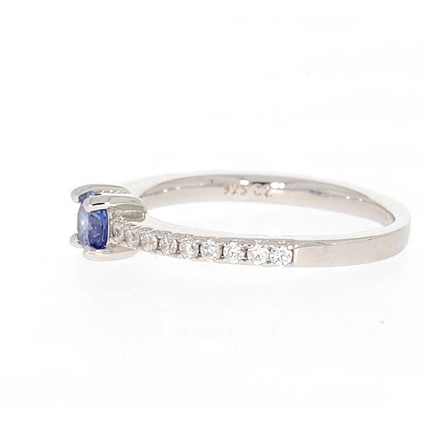 Sterling Silver with Blue Cubic Zirconia Stacker Ring - Image 17