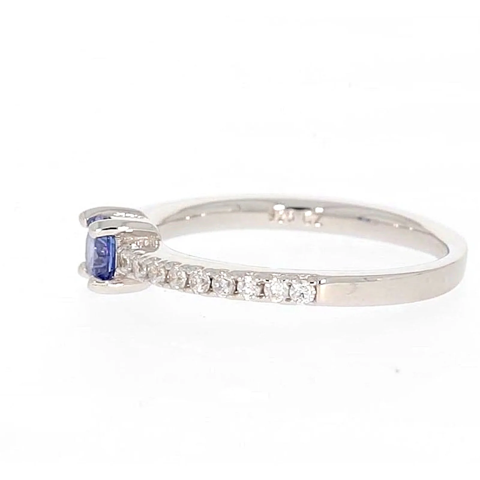 Sterling Silver with Blue Cubic Zirconia Stacker Ring - Image 18