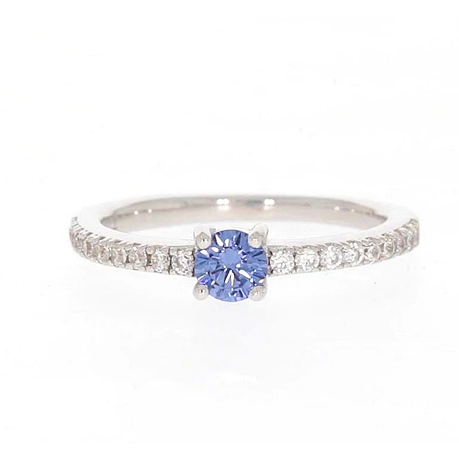 Sterling Silver with Blue Cubic Zirconia Stacker Ring - Image 2
