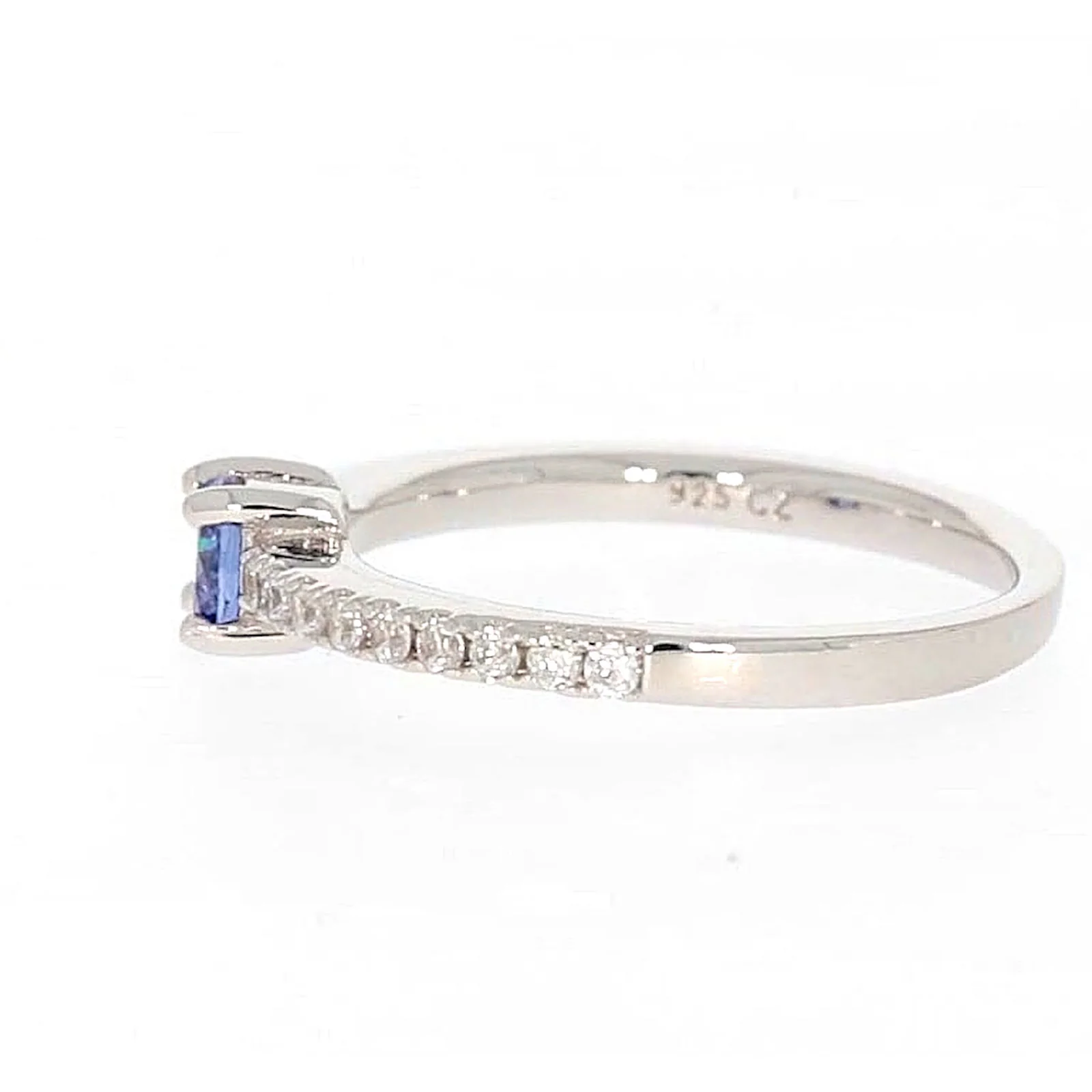 Sterling Silver with Blue Cubic Zirconia Stacker Ring - Image 20