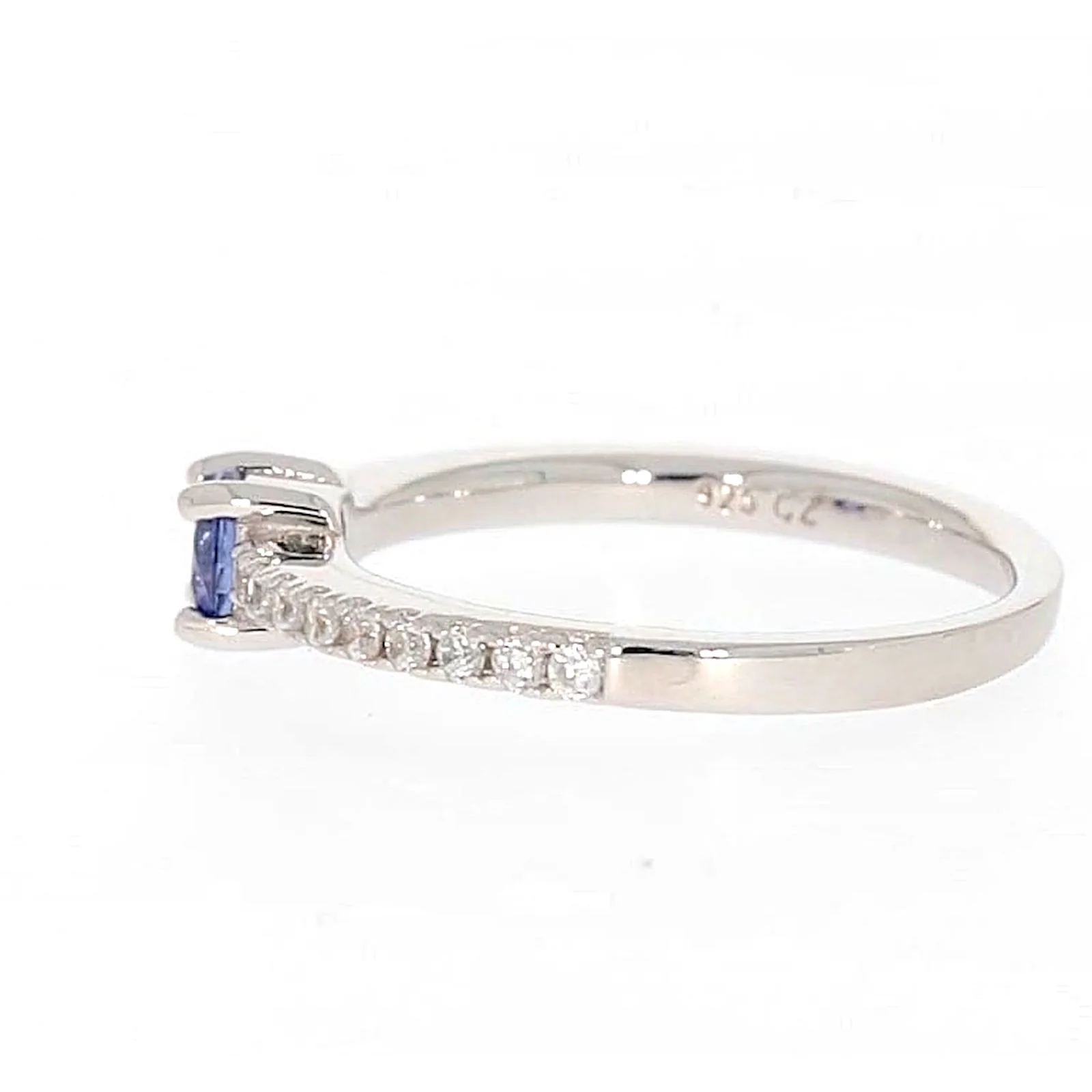 Sterling Silver with Blue Cubic Zirconia Stacker Ring - Image 21
