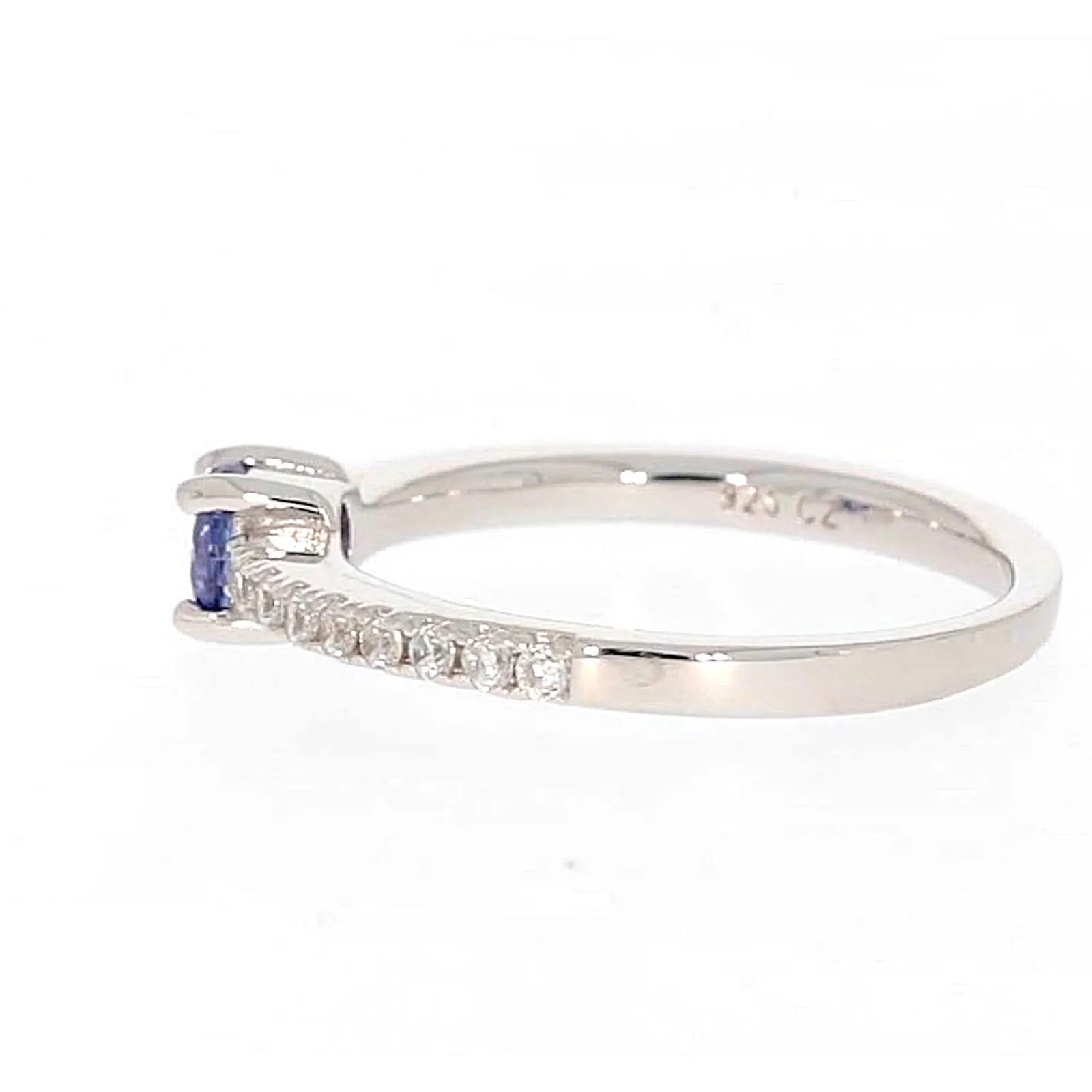 Sterling Silver with Blue Cubic Zirconia Stacker Ring - Image 22