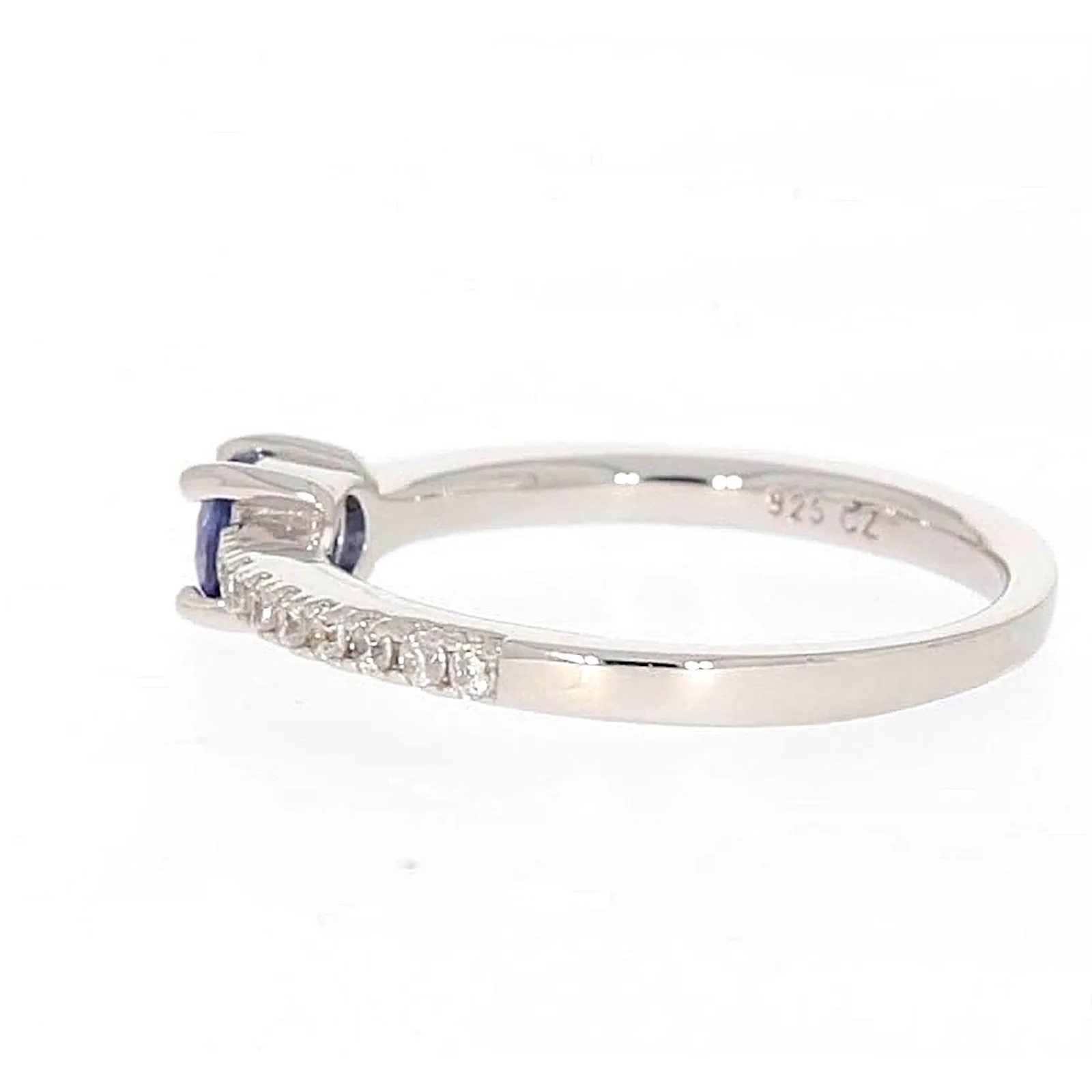 Sterling Silver with Blue Cubic Zirconia Stacker Ring - Image 24