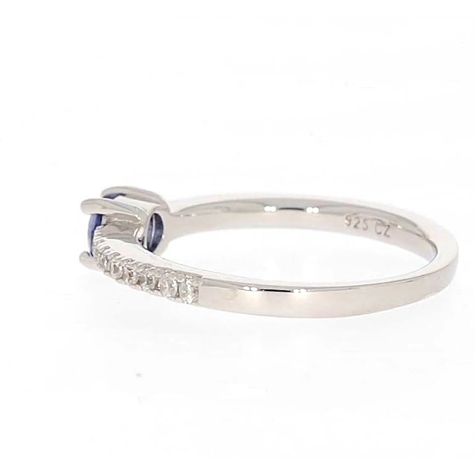 Sterling Silver with Blue Cubic Zirconia Stacker Ring - Image 25