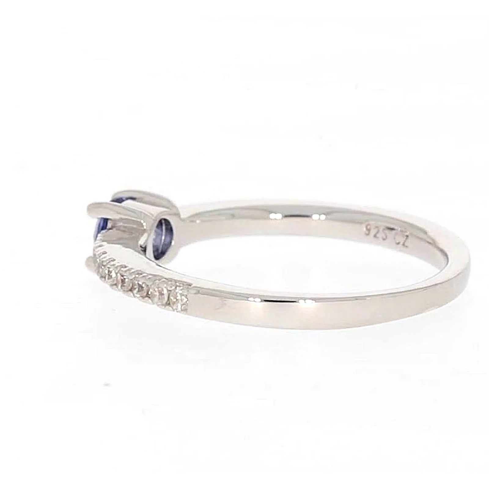 Sterling Silver with Blue Cubic Zirconia Stacker Ring - Image 26