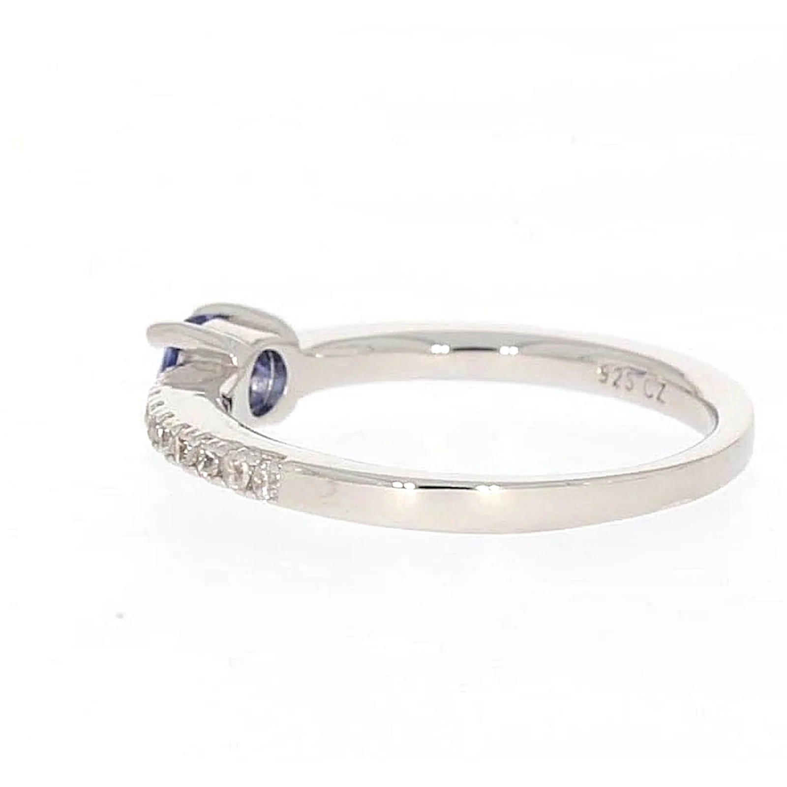 Sterling Silver with Blue Cubic Zirconia Stacker Ring - Image 27