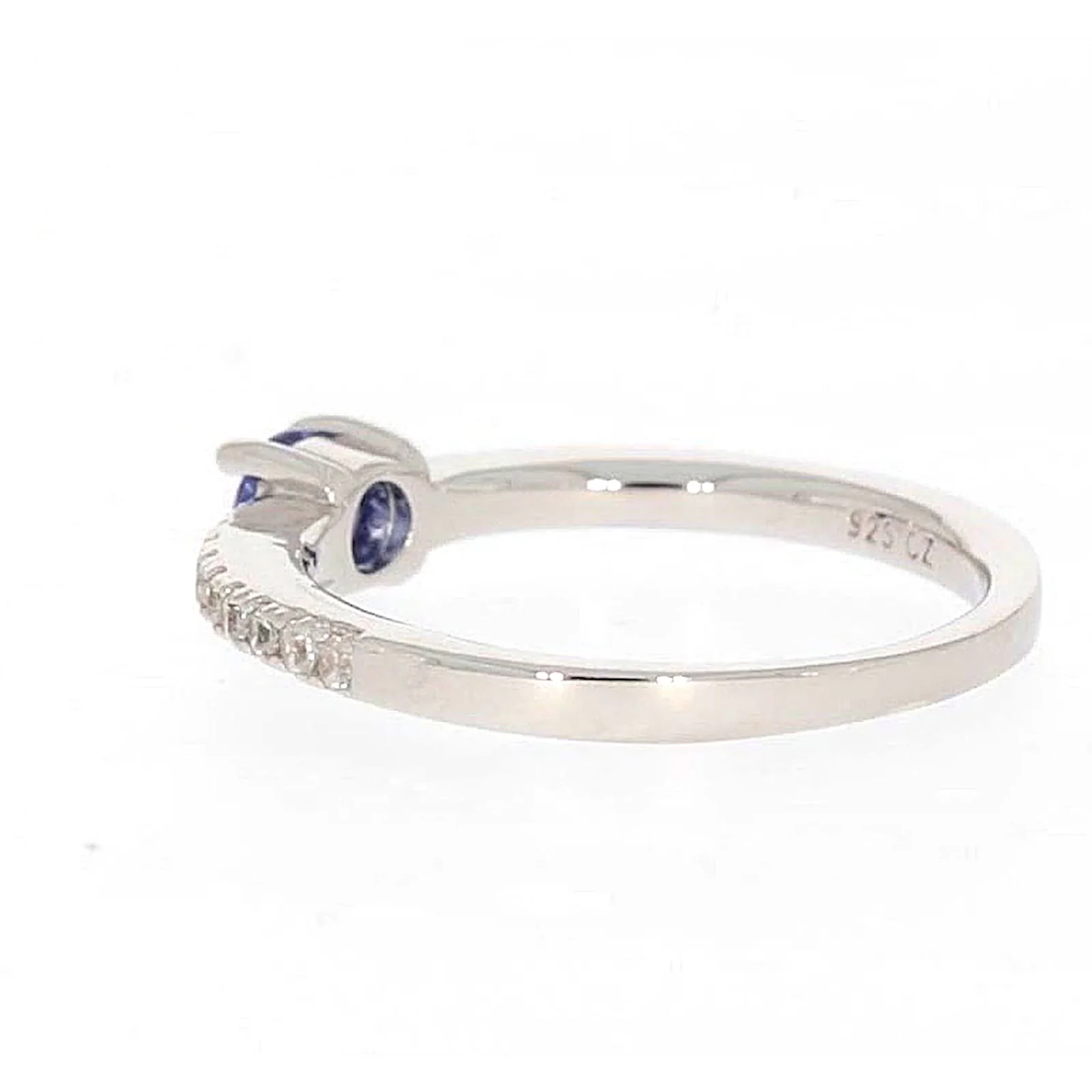 Sterling Silver with Blue Cubic Zirconia Stacker Ring - Image 28
