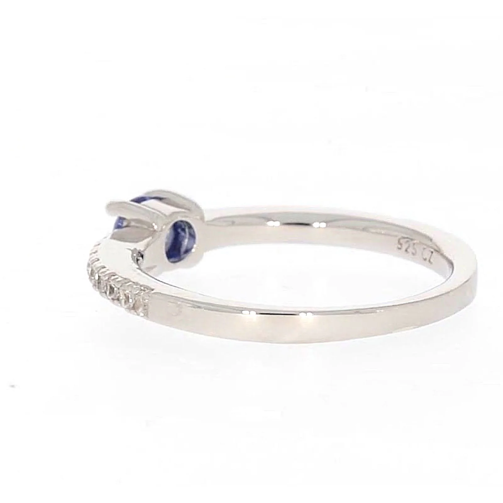 Sterling Silver with Blue Cubic Zirconia Stacker Ring - Image 29
