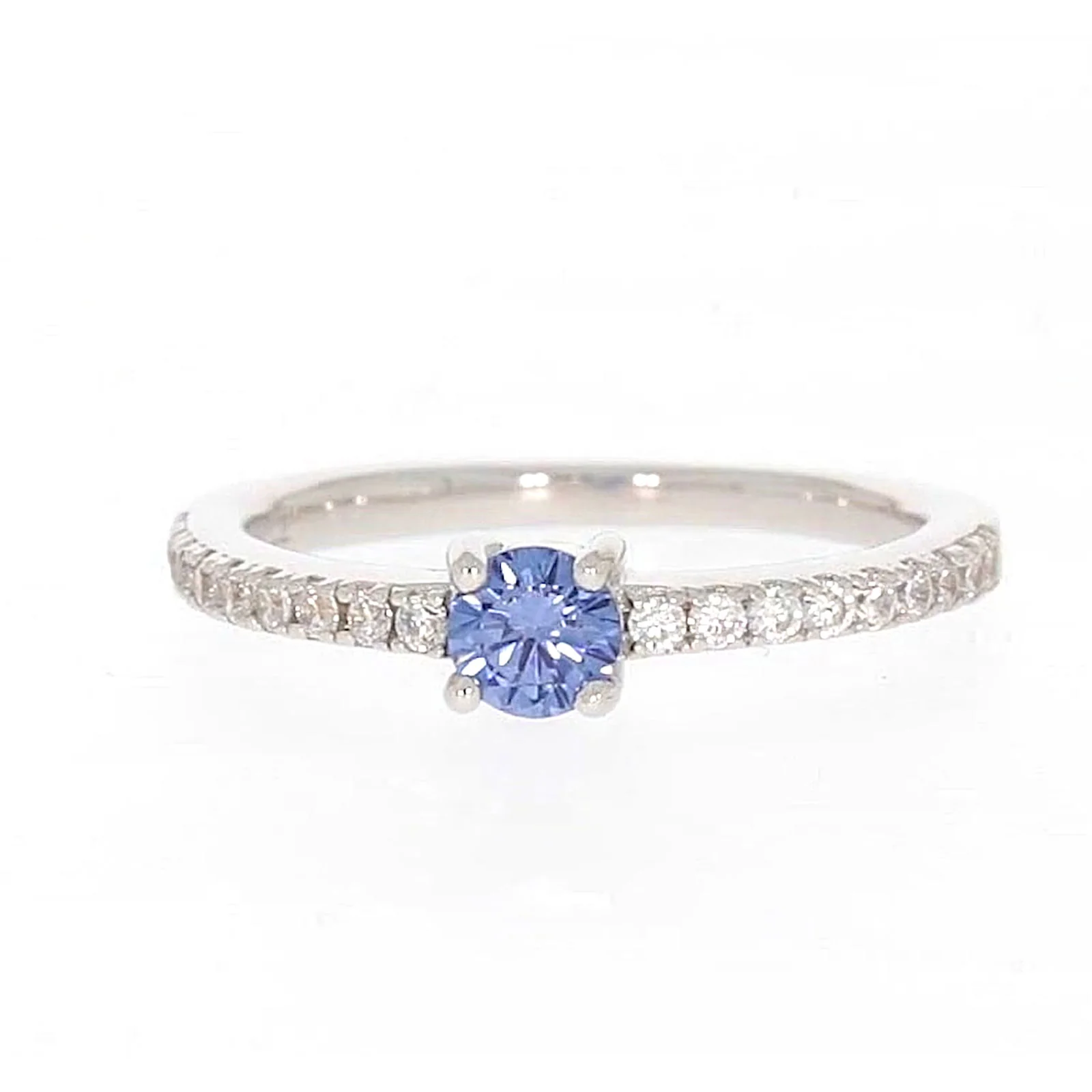 Sterling Silver with Blue Cubic Zirconia Stacker Ring - Image 3
