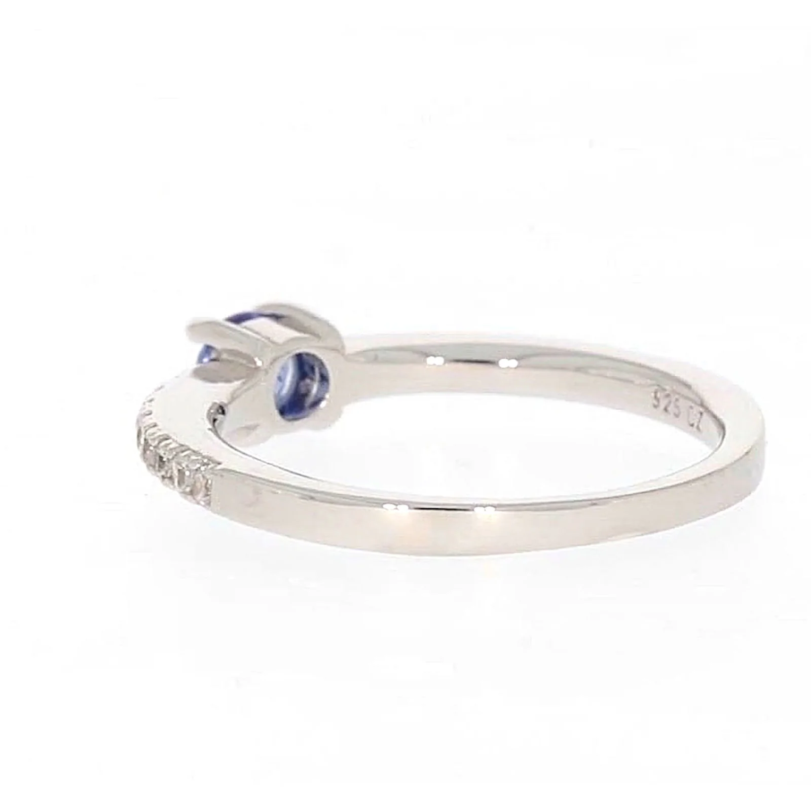 Sterling Silver with Blue Cubic Zirconia Stacker Ring - Image 30