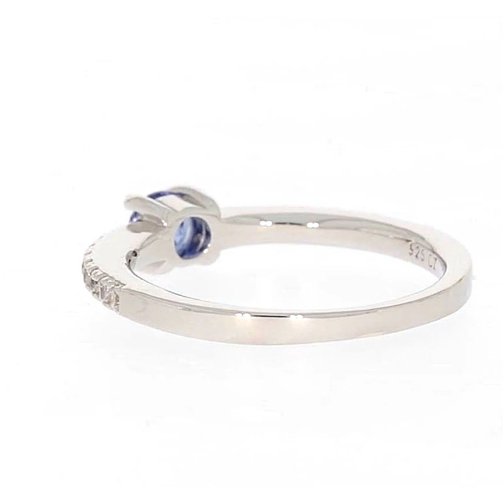 Sterling Silver with Blue Cubic Zirconia Stacker Ring - Image 31