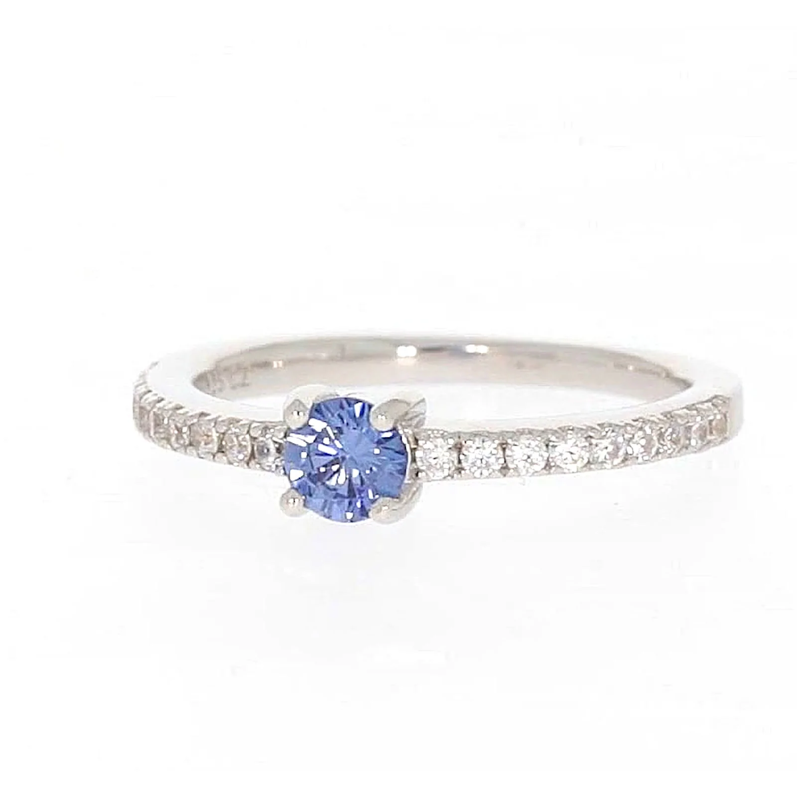 Sterling Silver with Blue Cubic Zirconia Stacker Ring - Image 5