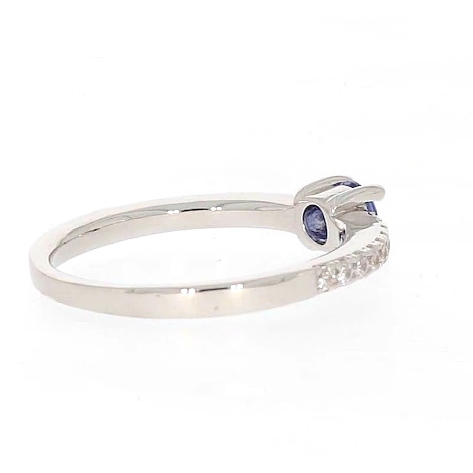 Sterling Silver with Blue Cubic Zirconia Stacker Ring - Image 50