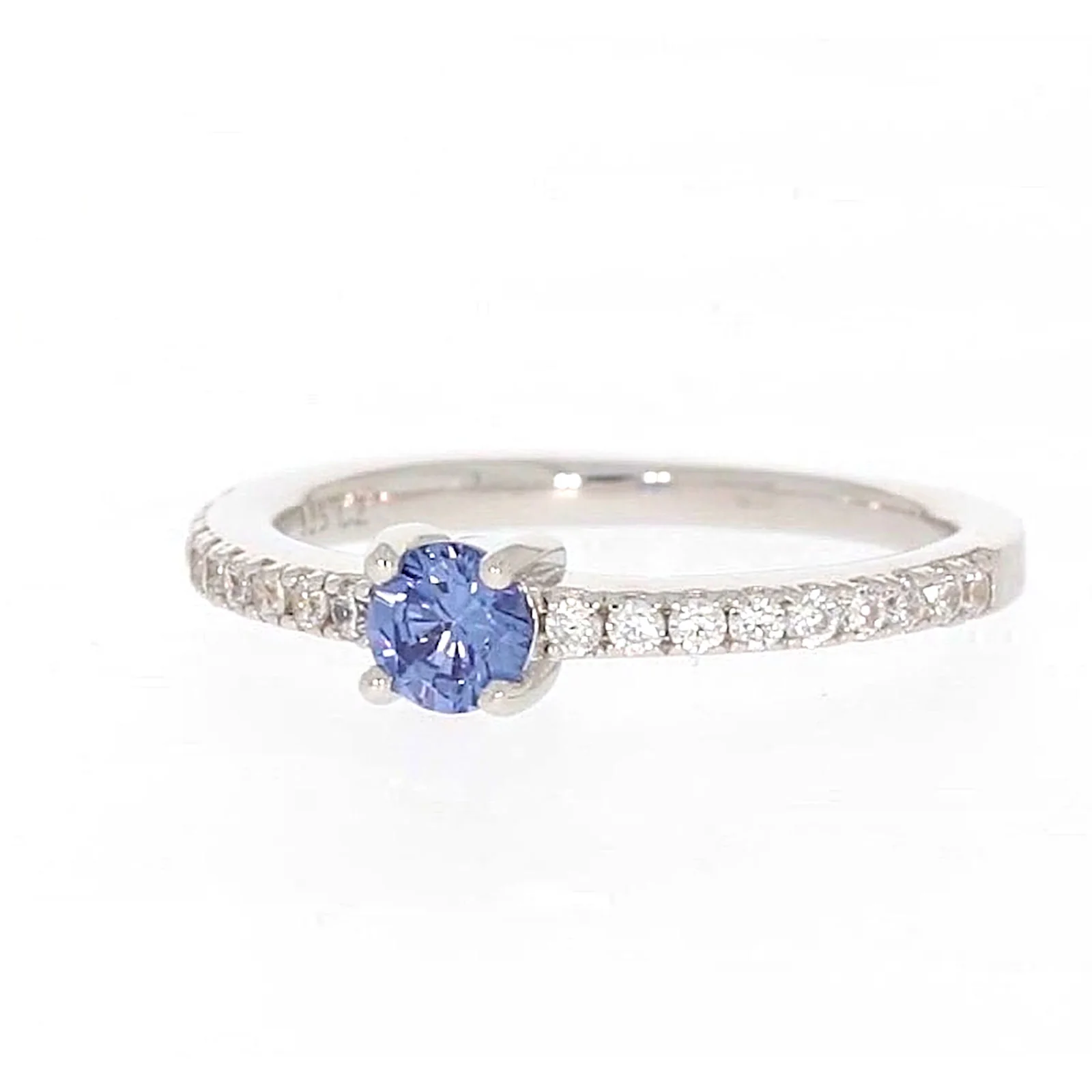 Sterling Silver with Blue Cubic Zirconia Stacker Ring - Image 6