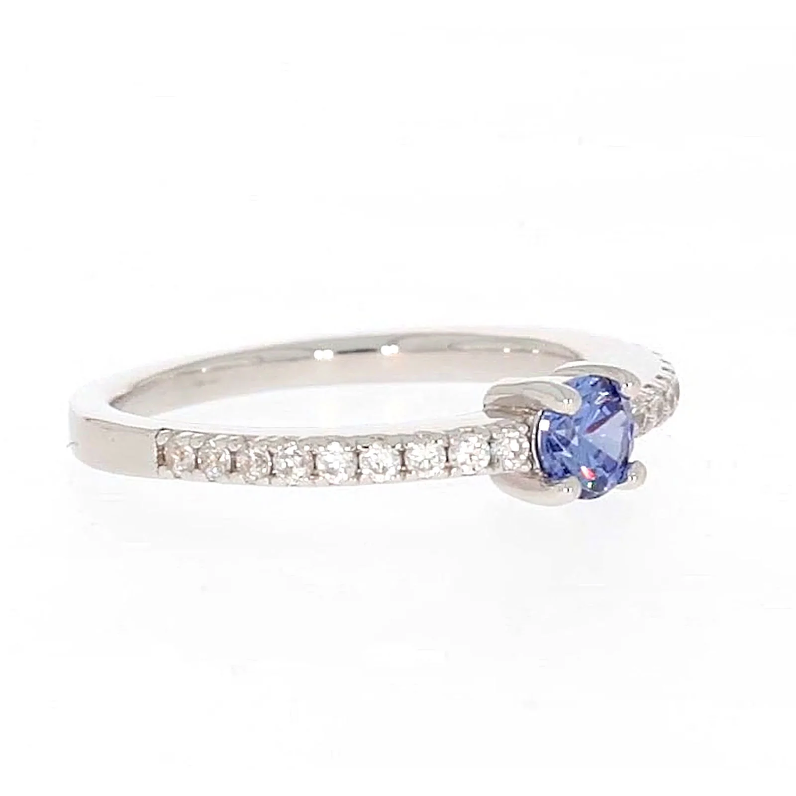 Sterling Silver with Blue Cubic Zirconia Stacker Ring - Image 67