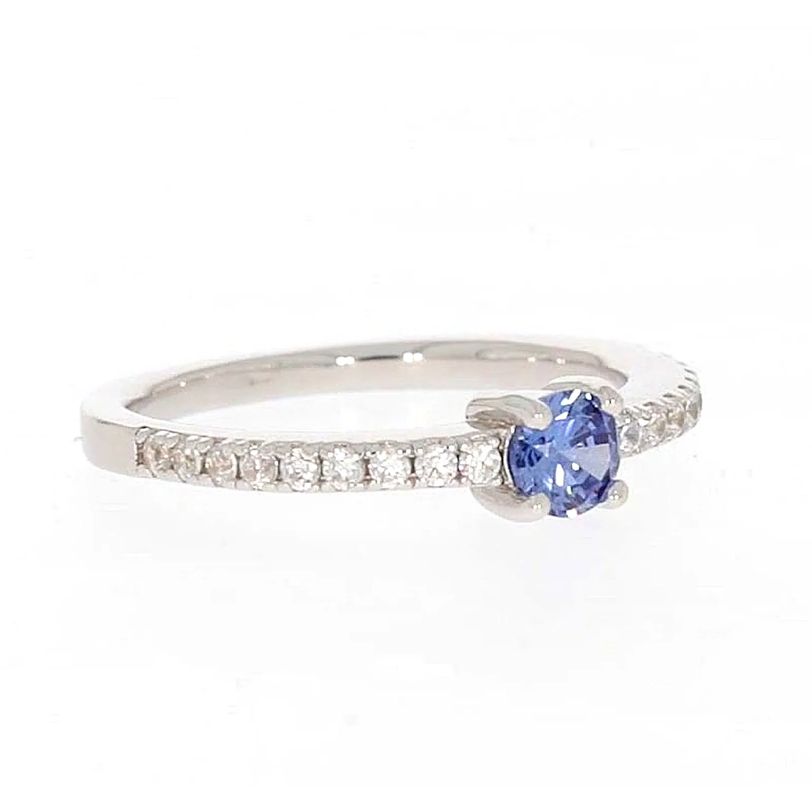 Sterling Silver with Blue Cubic Zirconia Stacker Ring - Image 69