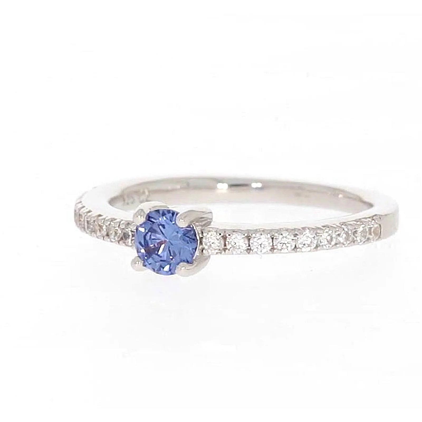 Sterling Silver with Blue Cubic Zirconia Stacker Ring - Image 7
