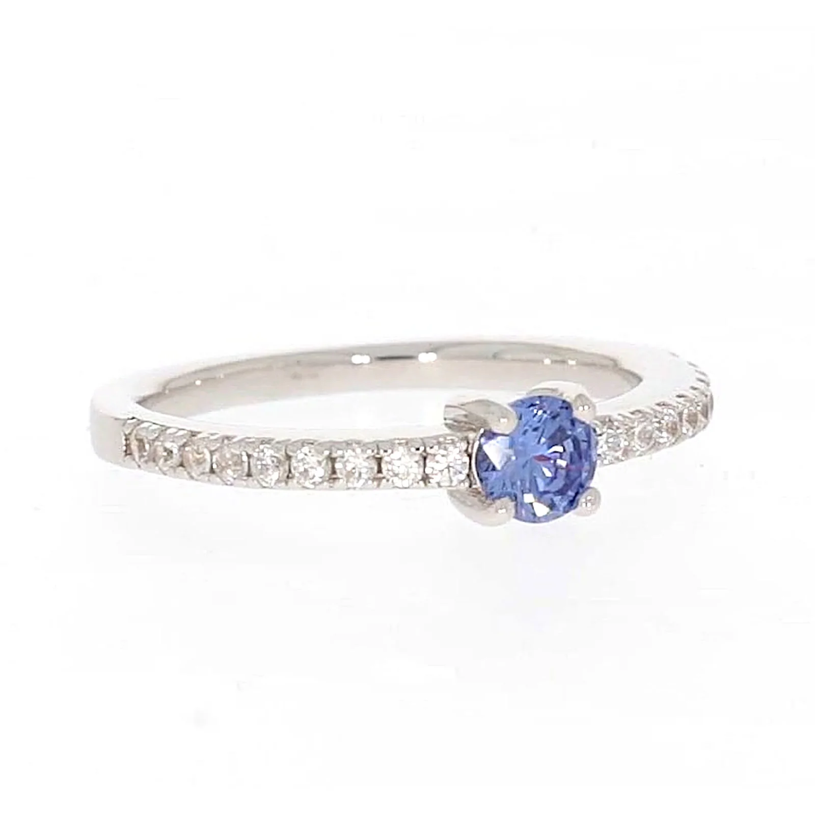 Sterling Silver with Blue Cubic Zirconia Stacker Ring - Image 71