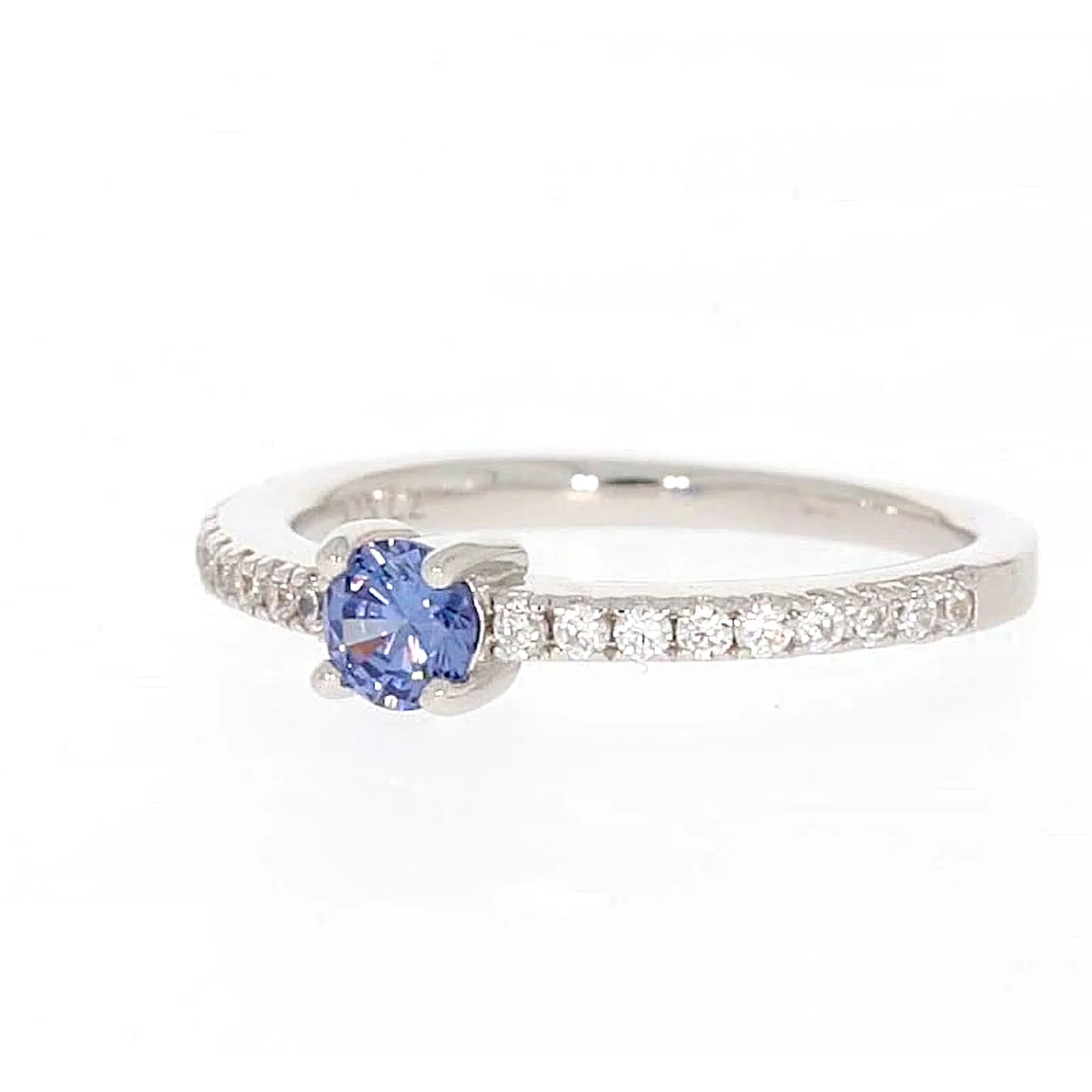 Sterling Silver with Blue Cubic Zirconia Stacker Ring - Image 8