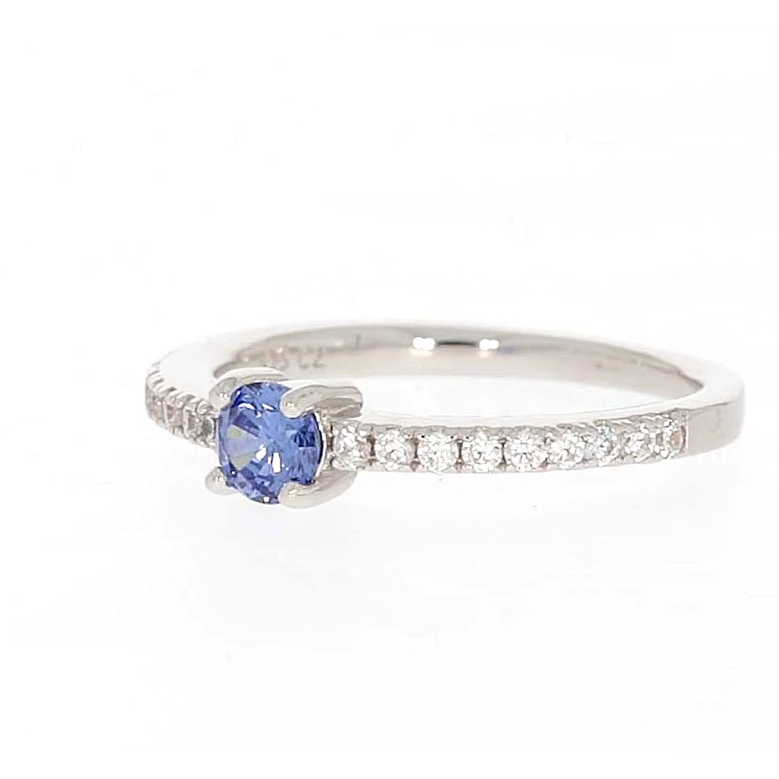 Sterling Silver with Blue Cubic Zirconia Stacker Ring - Image 9