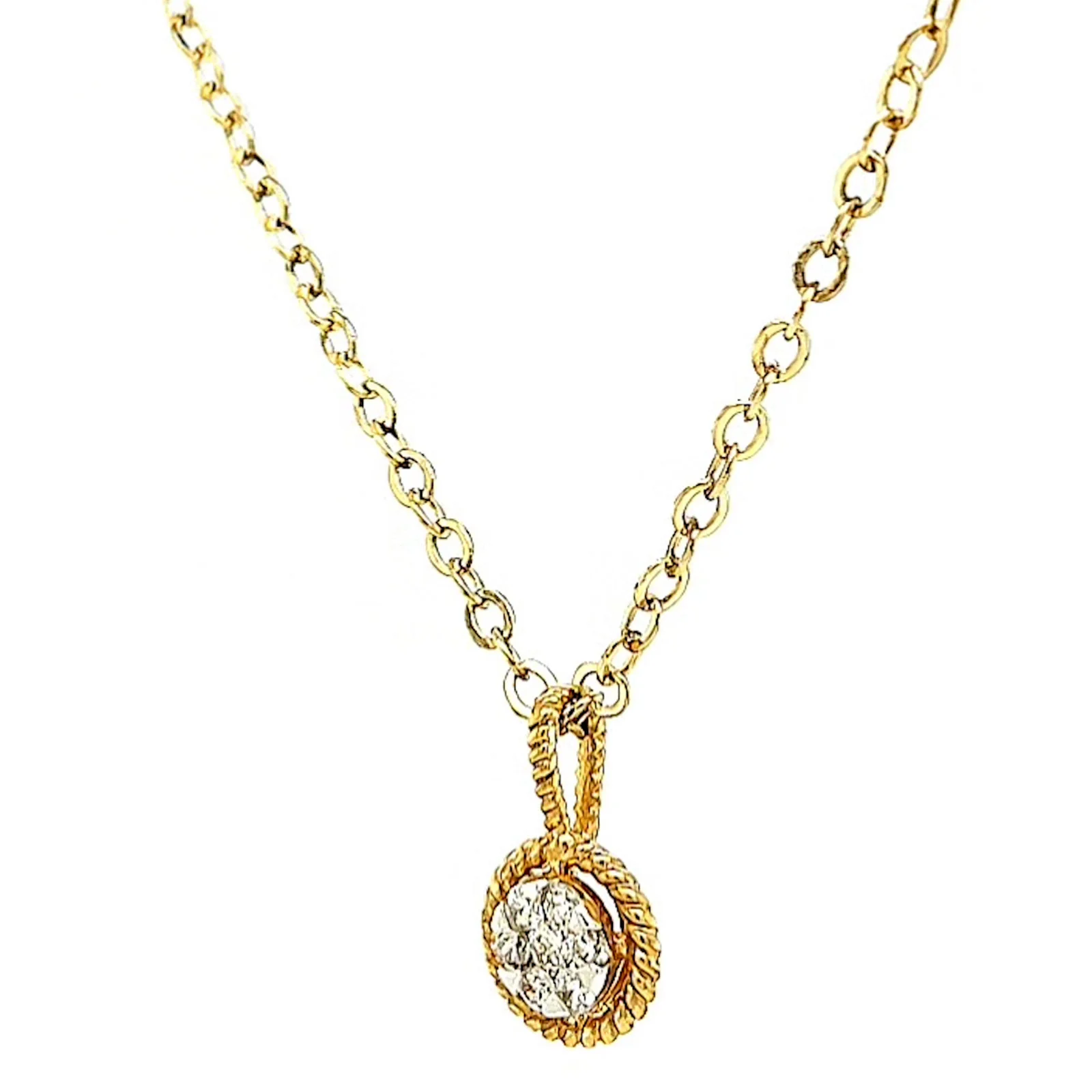 9ct Yellow Gold Round Brilliant Cut with 0.10 CARAT tw of Diamond Pendant - Image 10