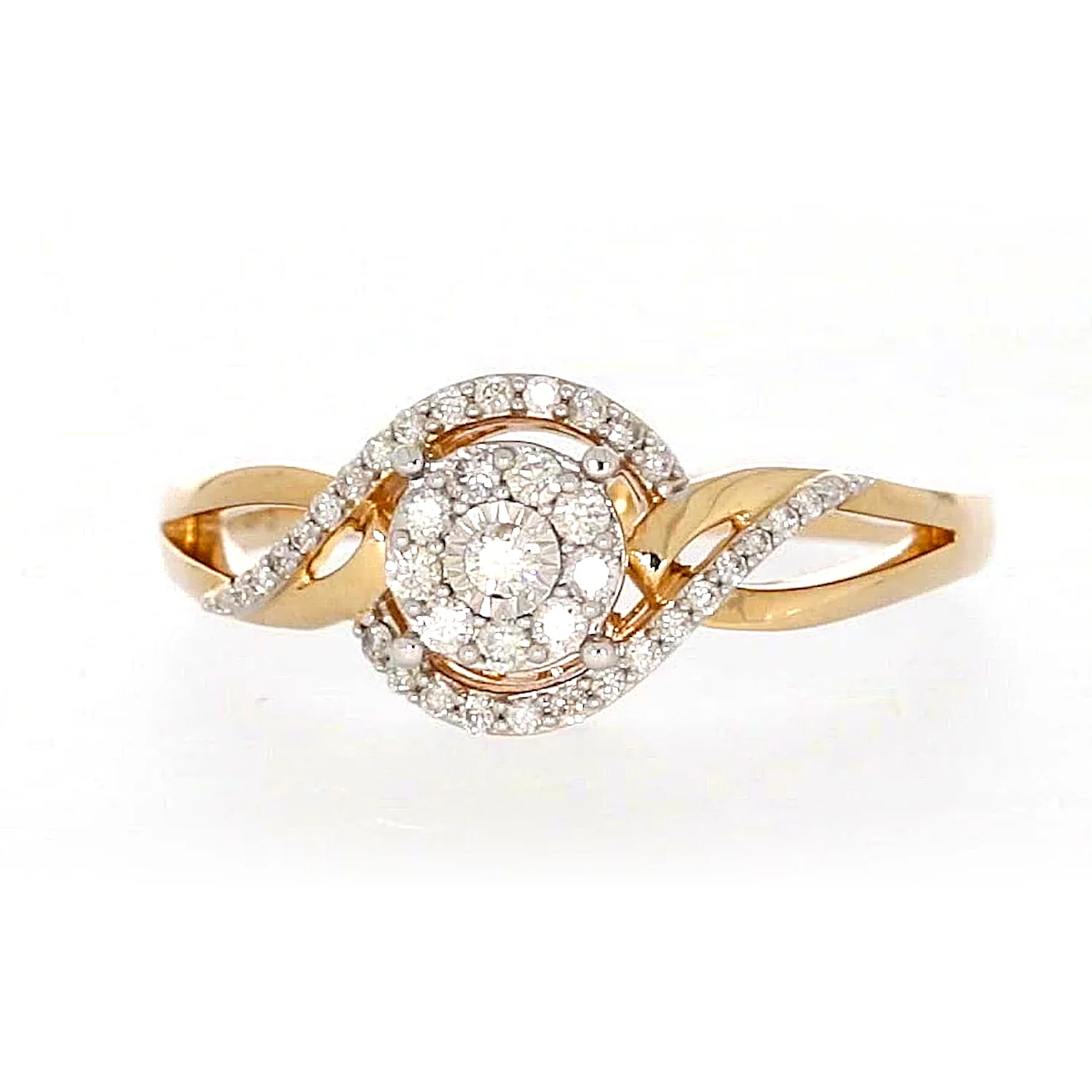 London 9ct Yellow Gold Round Brilliant Cut with 1/4 CARAT tw of Diamonds Ring - Image 2