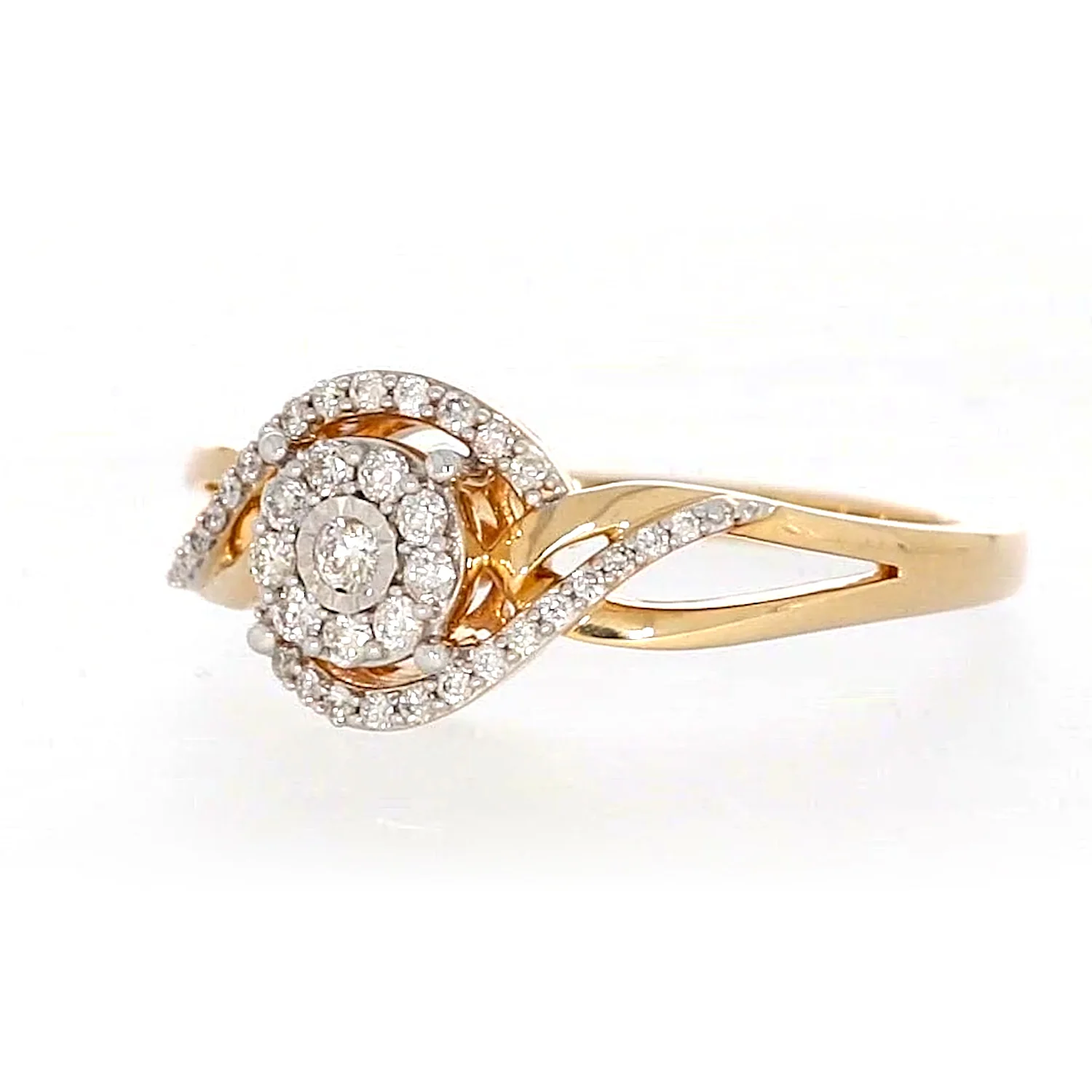 London 9ct Yellow Gold Round Brilliant Cut with 1/4 CARAT tw of Diamonds Ring - Image 7