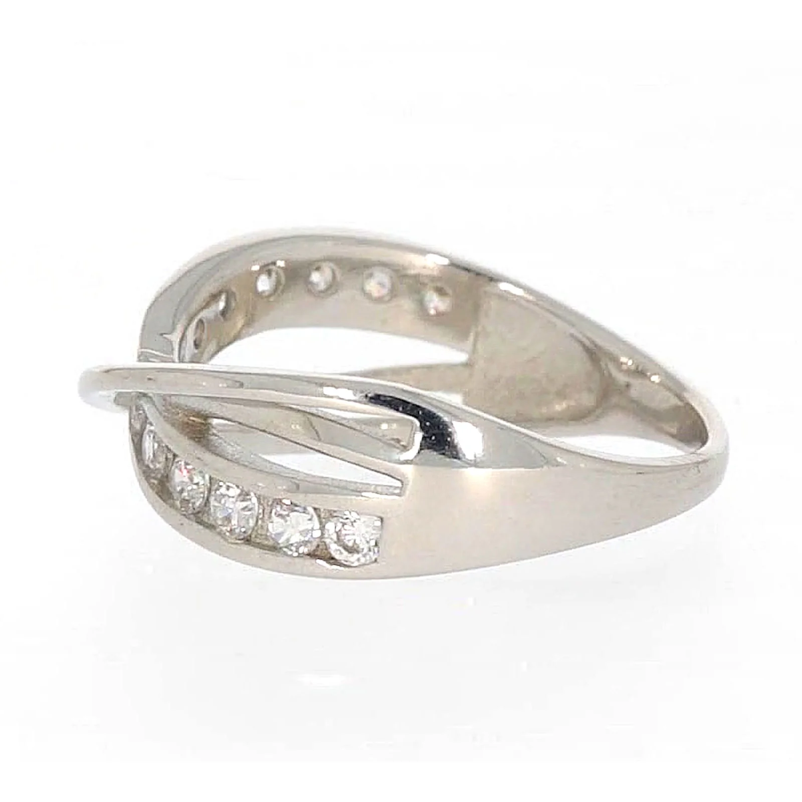 Sterling Silver Cubic Zirconia Cross Over Ring - Image 20