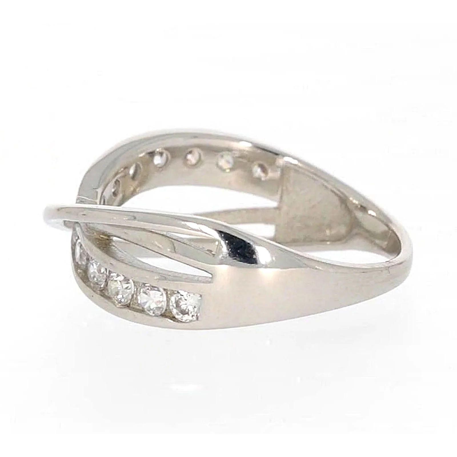 Sterling Silver Cubic Zirconia Cross Over Ring - Image 21
