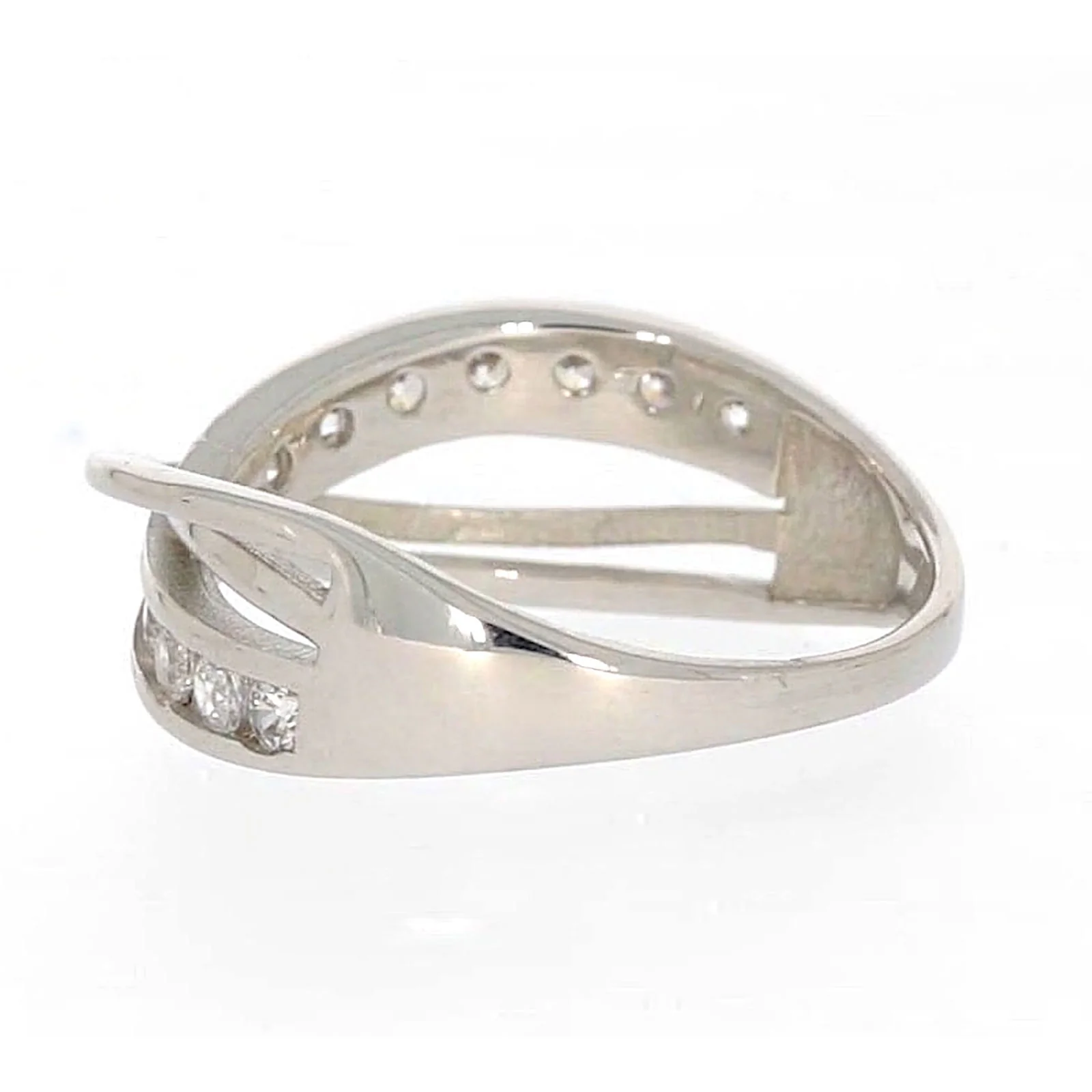 Sterling Silver Cubic Zirconia Cross Over Ring - Image 26