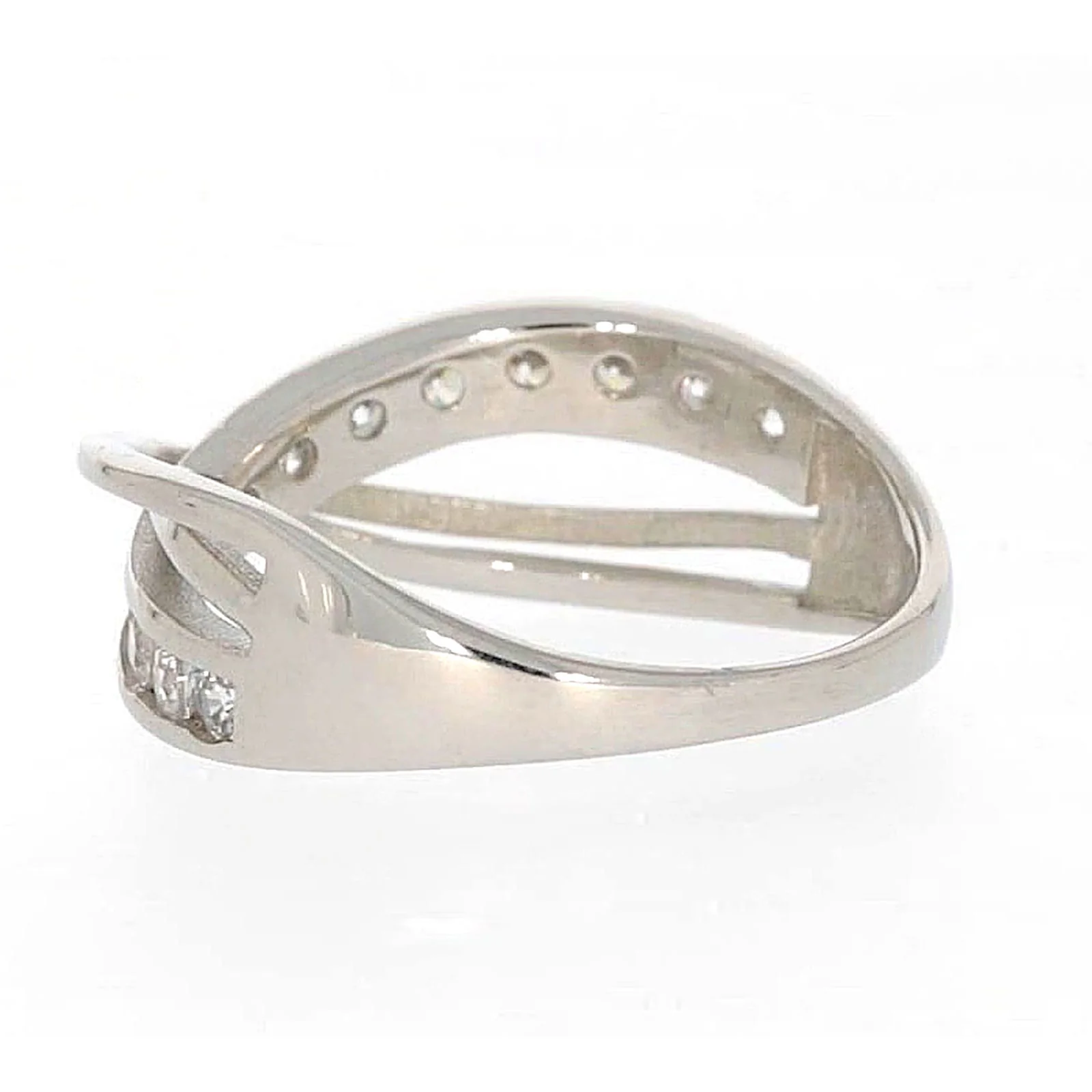 Sterling Silver Cubic Zirconia Cross Over Ring - Image 28