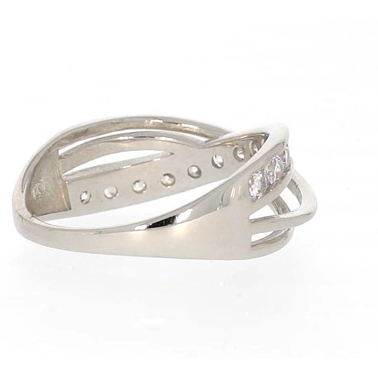 Sterling Silver Cubic Zirconia Cross Over Ring - Image 47