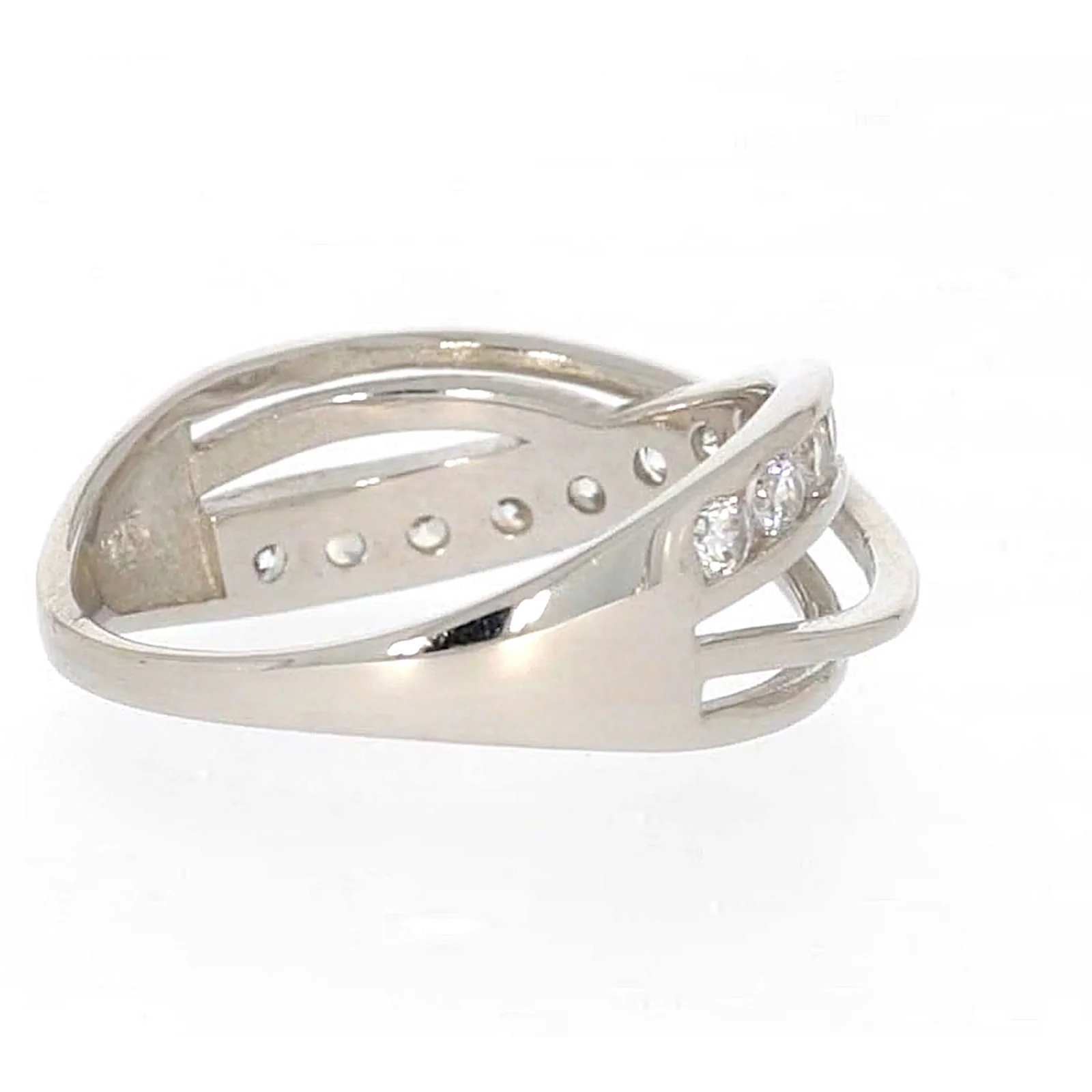 Sterling Silver Cubic Zirconia Cross Over Ring - Image 48