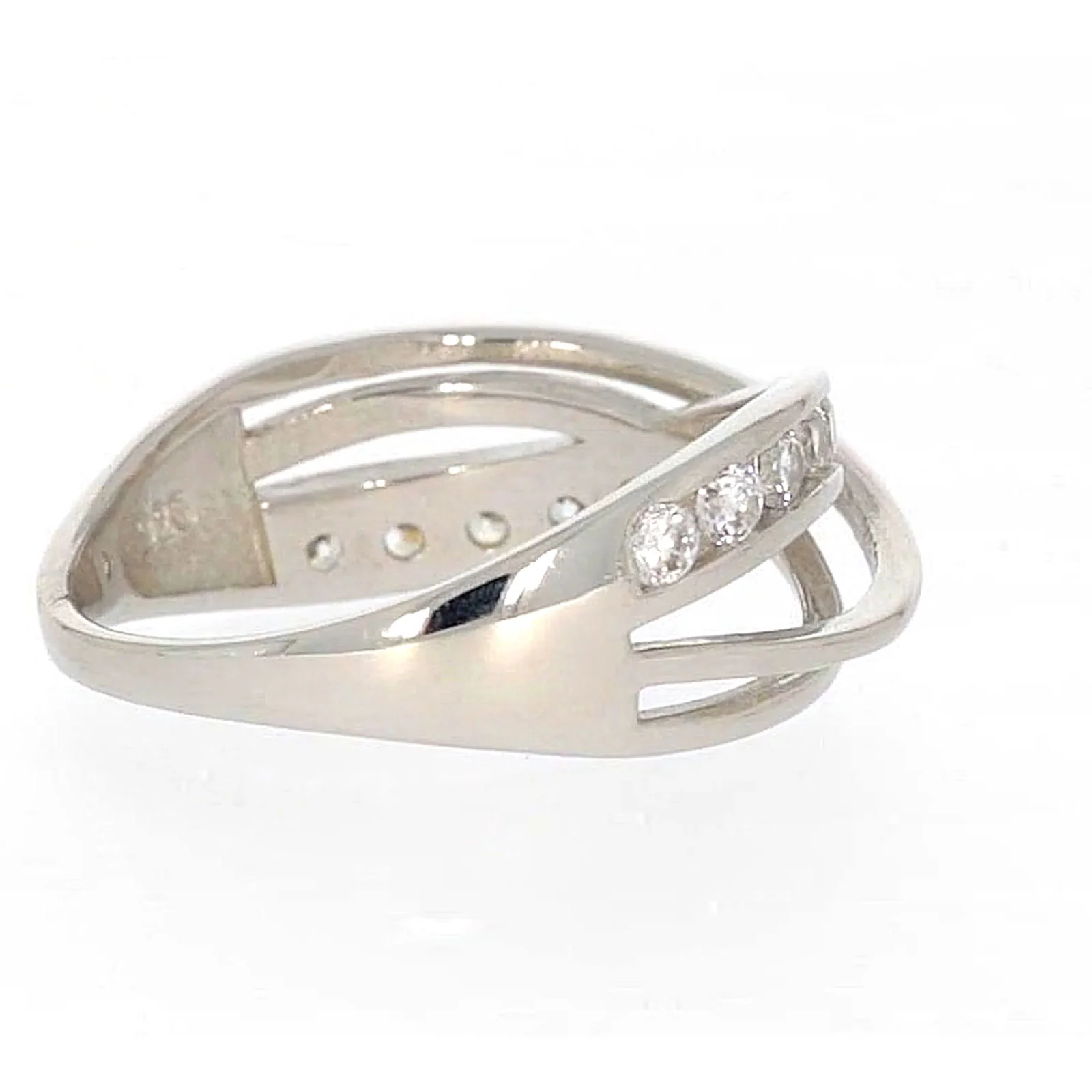Sterling Silver Cubic Zirconia Cross Over Ring - Image 50