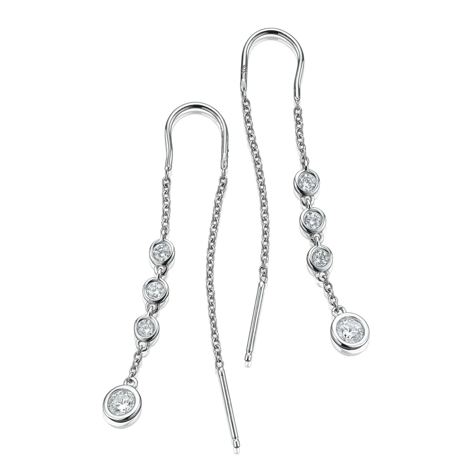 Sterling SilverCubic Zirconia Threader Drop Earrings
