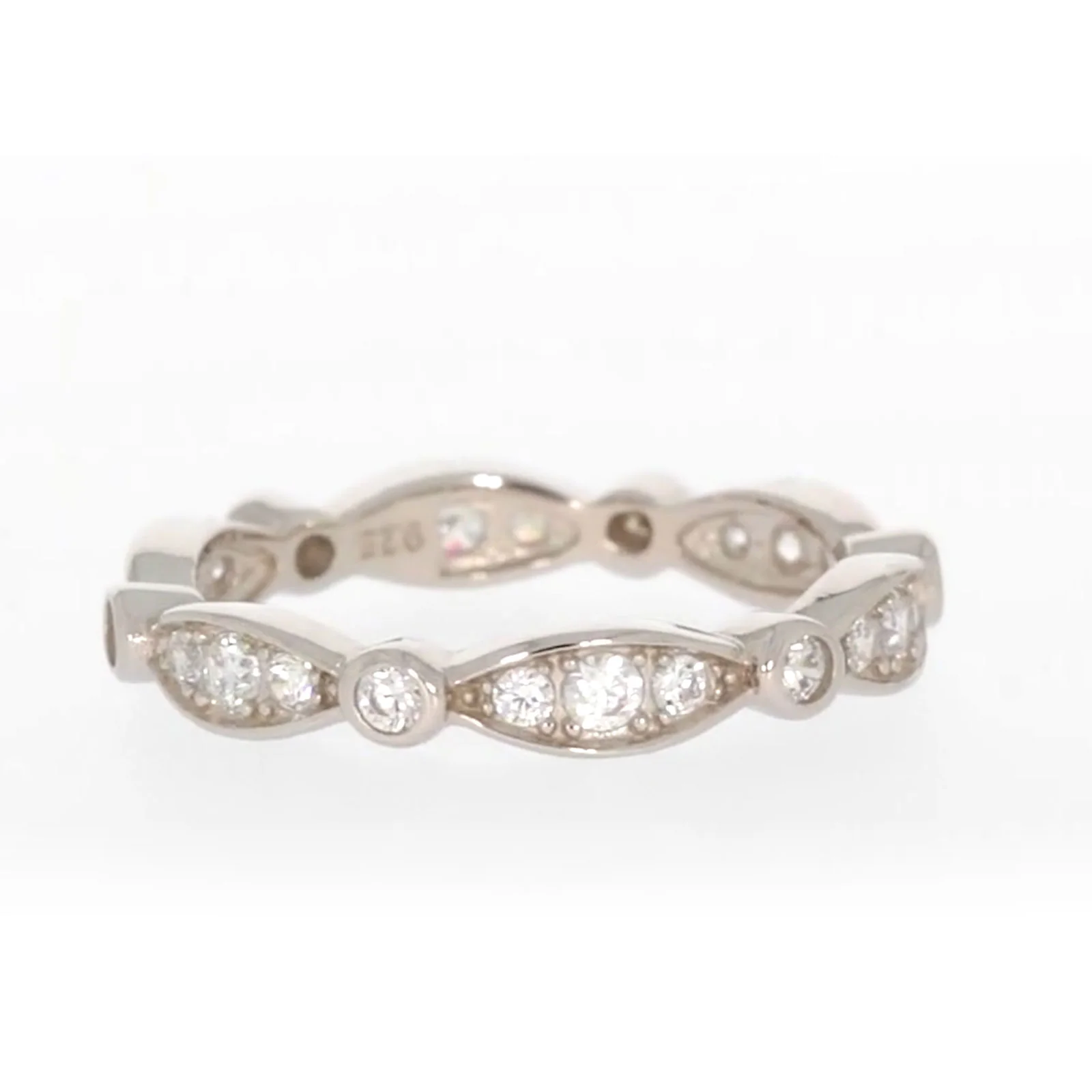 Sterling Silver Cubic Zirconia Stacker Ring - Image 11