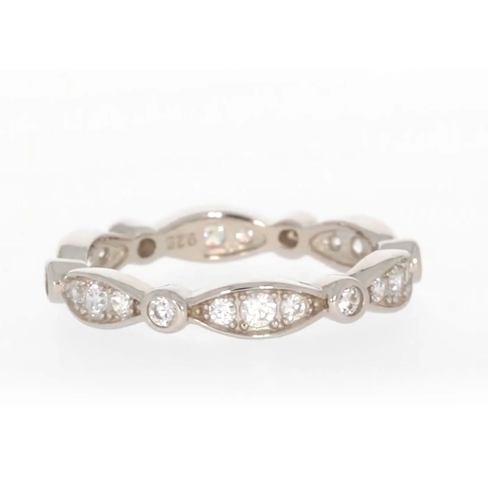 Sterling Silver Cubic Zirconia Stacker Ring - Image 12