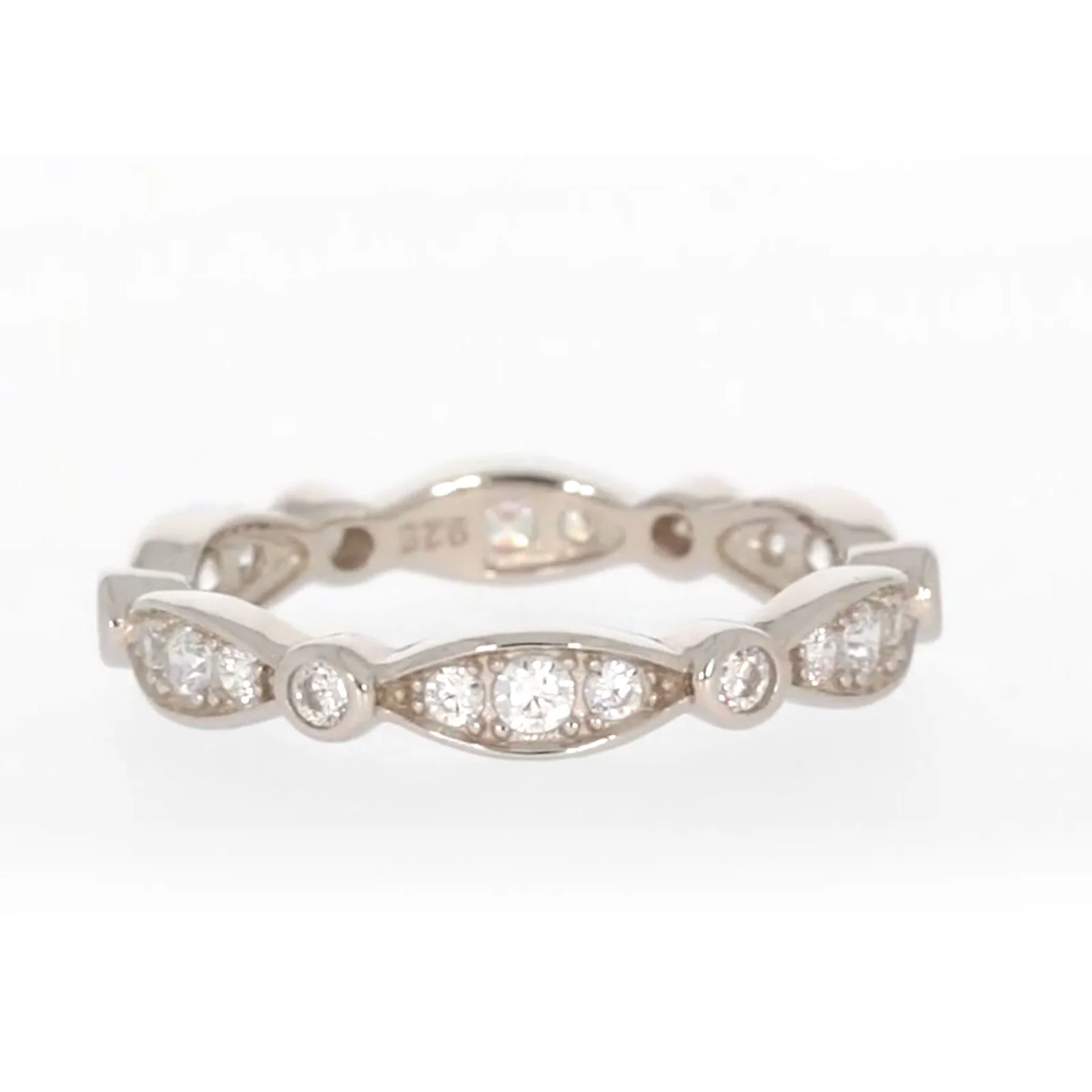 Sterling Silver Cubic Zirconia Stacker Ring - Image 13