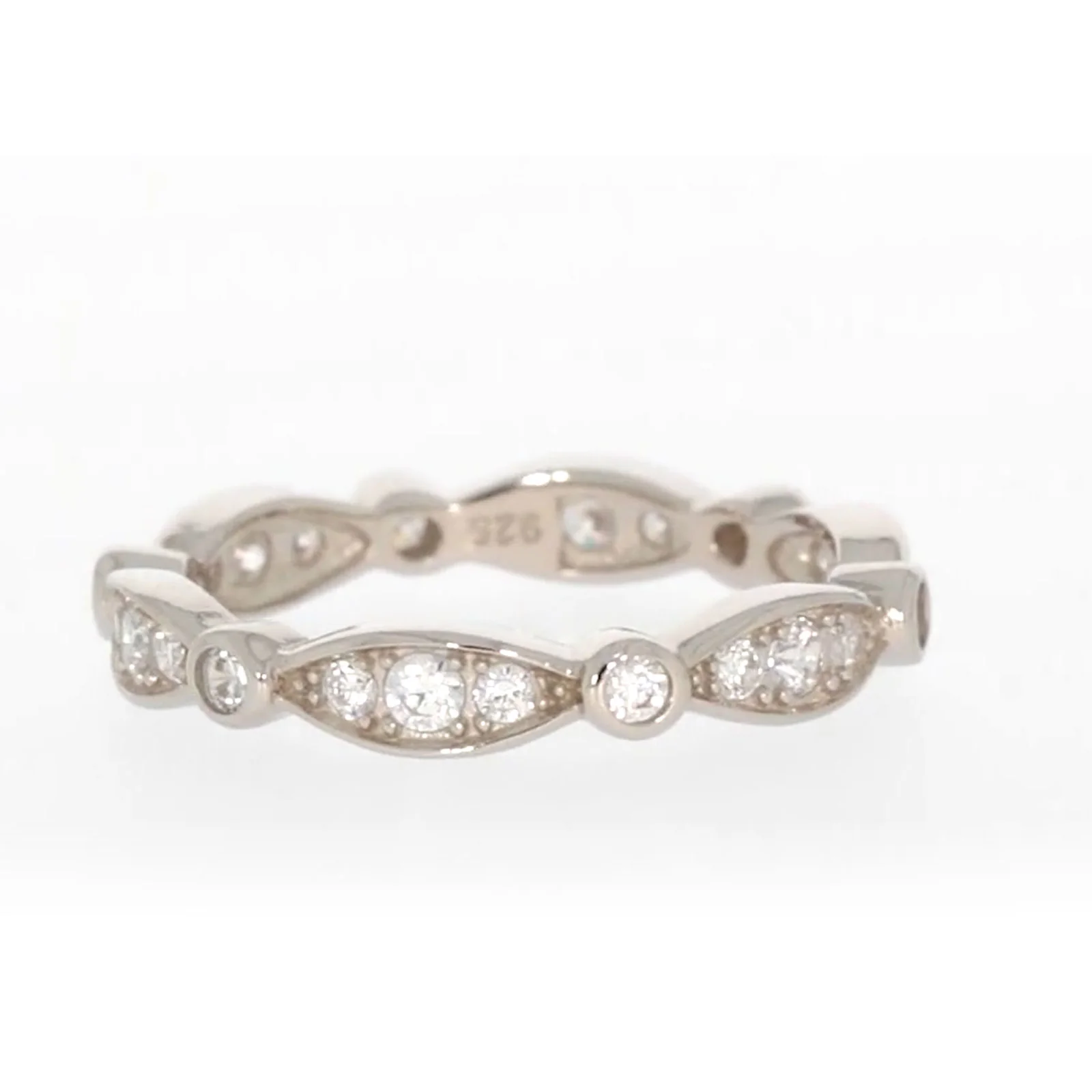 Sterling Silver Cubic Zirconia Stacker Ring - Image 16