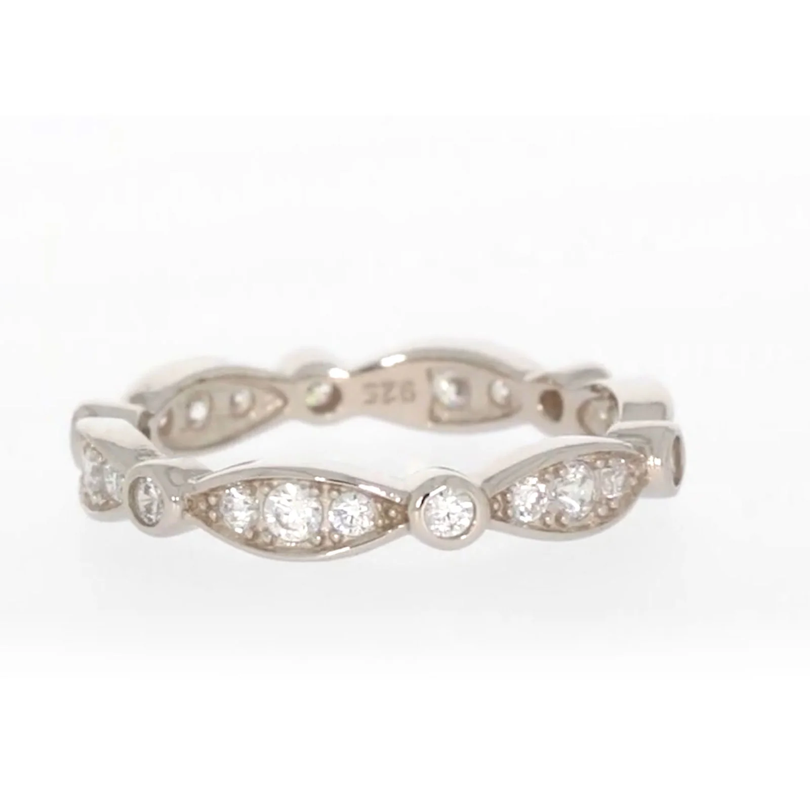 Sterling Silver Cubic Zirconia Stacker Ring - Image 17
